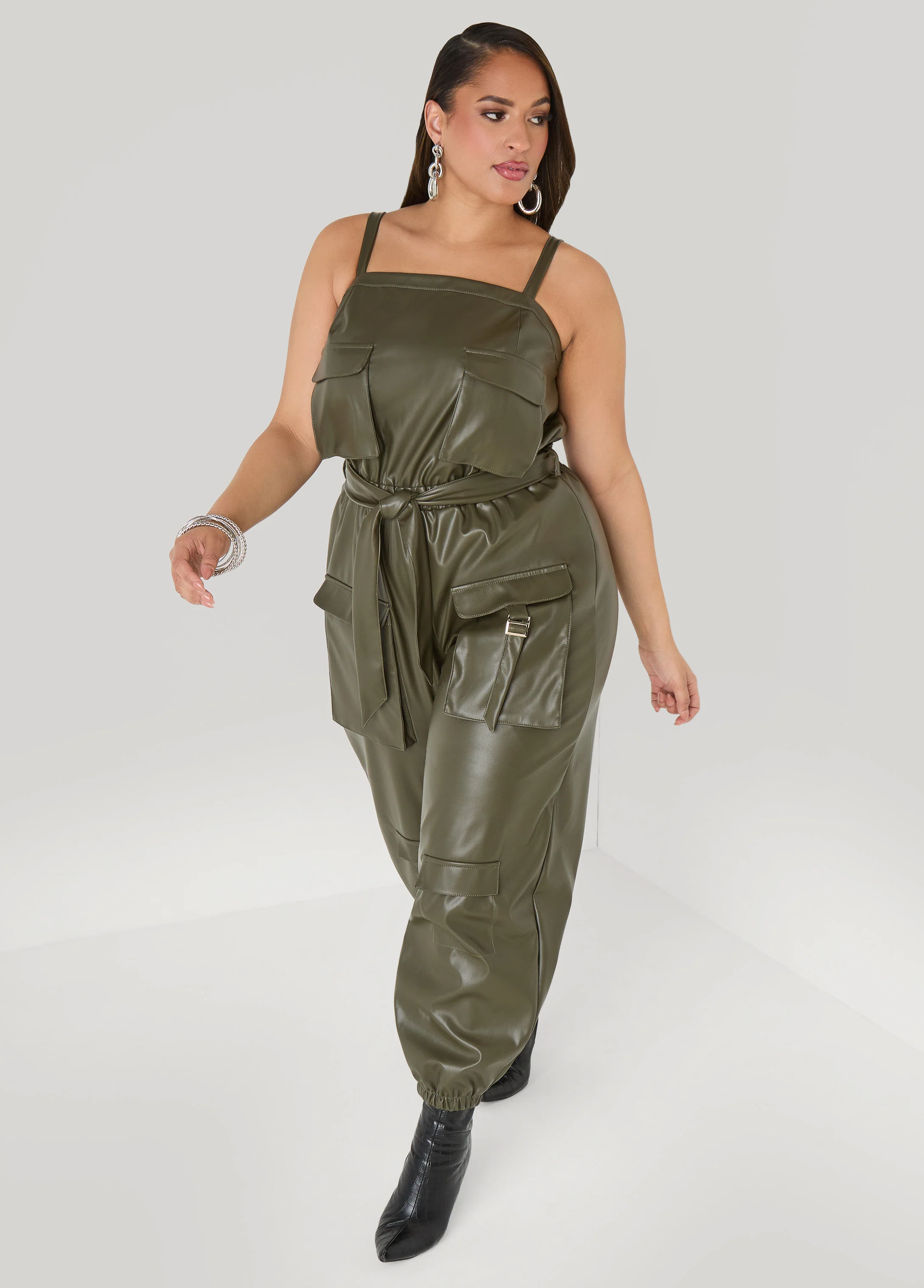 Faux Leather Joggers Jumpsuit - Image 3