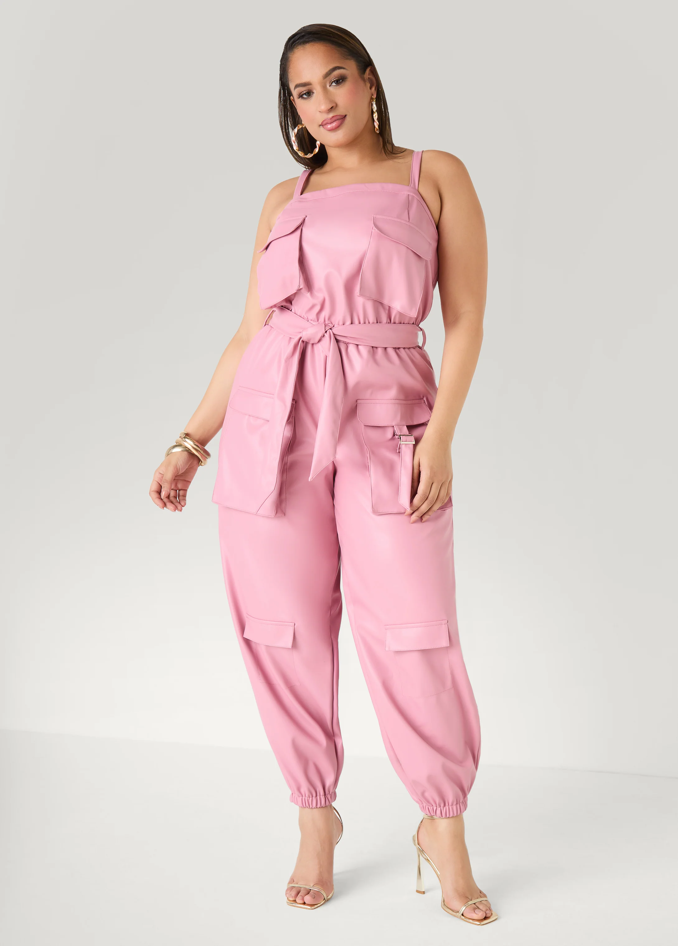 Faux Leather Joggers Jumpsuit - Image 5