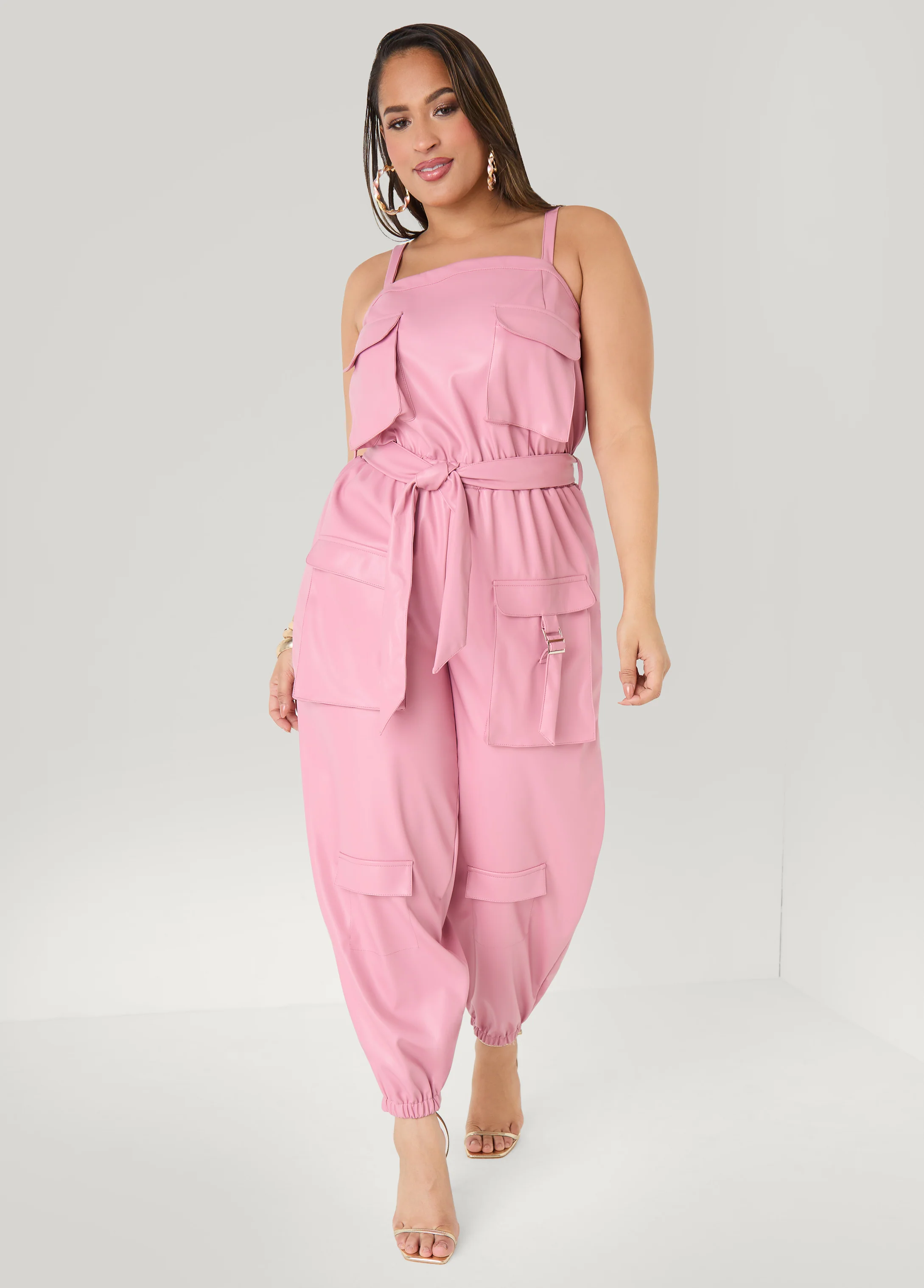 Faux Leather Joggers Jumpsuit - Image 7