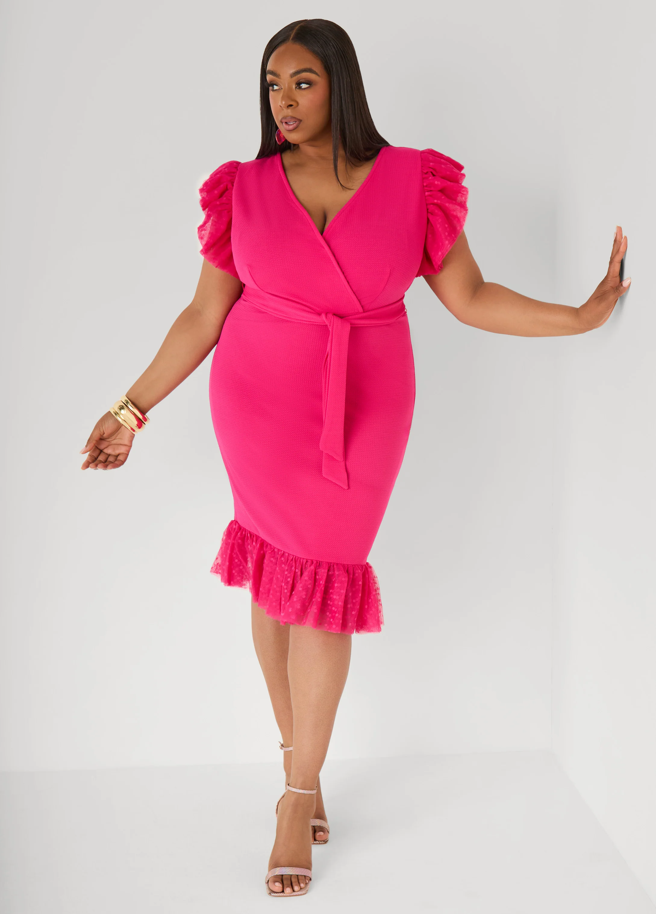 Tiered Tulle Sheath Dress - Image 5