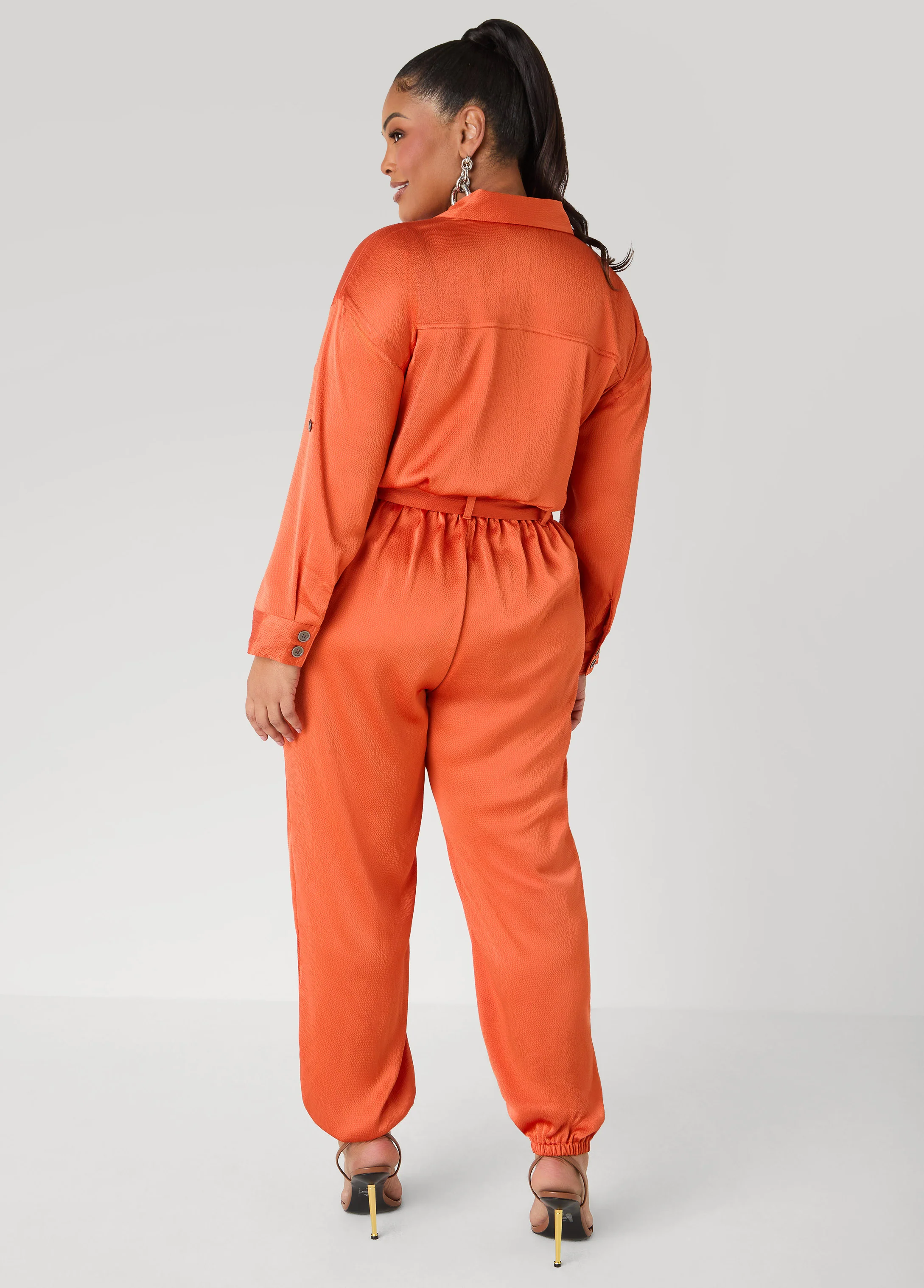 Hammered Satin Joggers Jumpsuit - Image 2