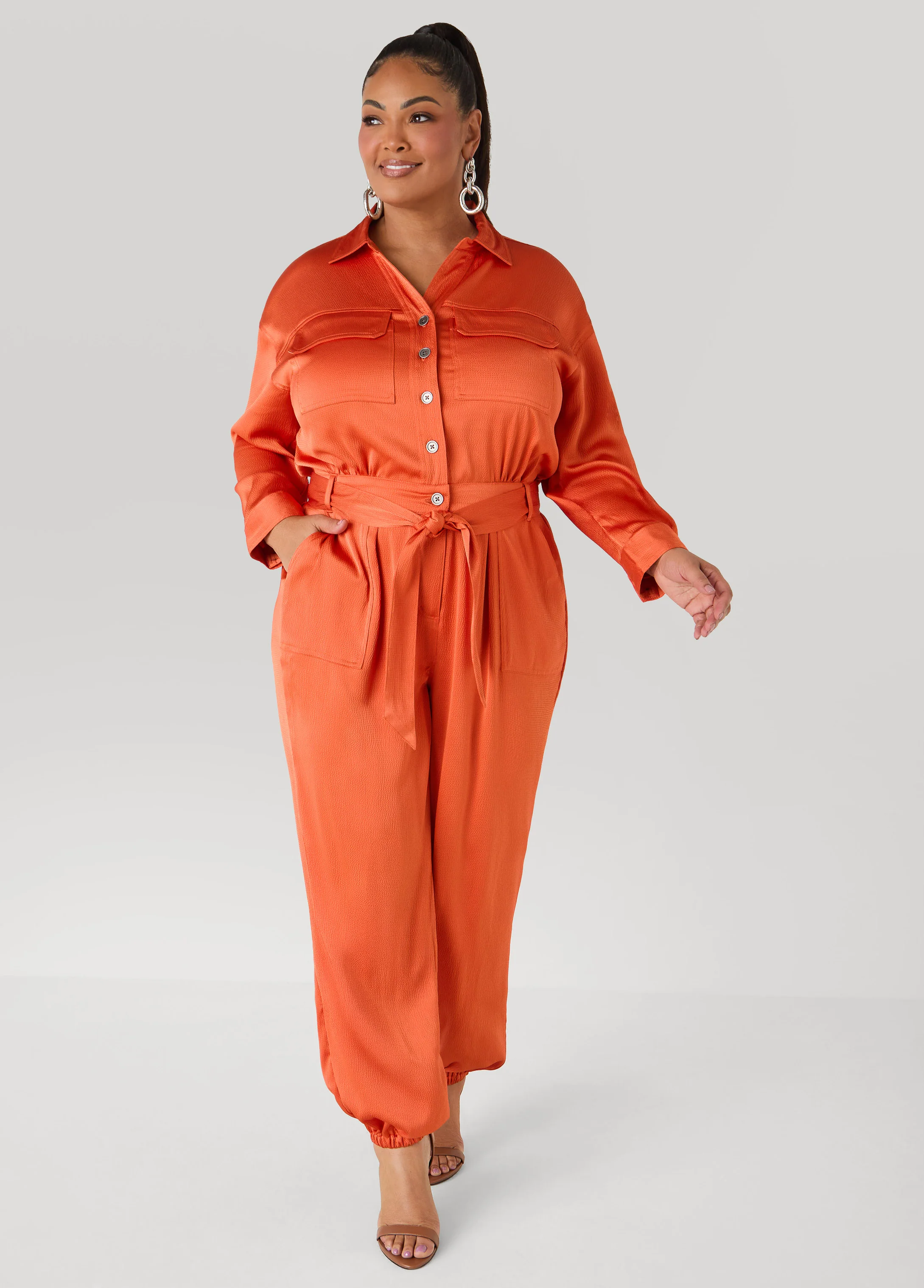 Hammered Satin Joggers Jumpsuit - Image 3
