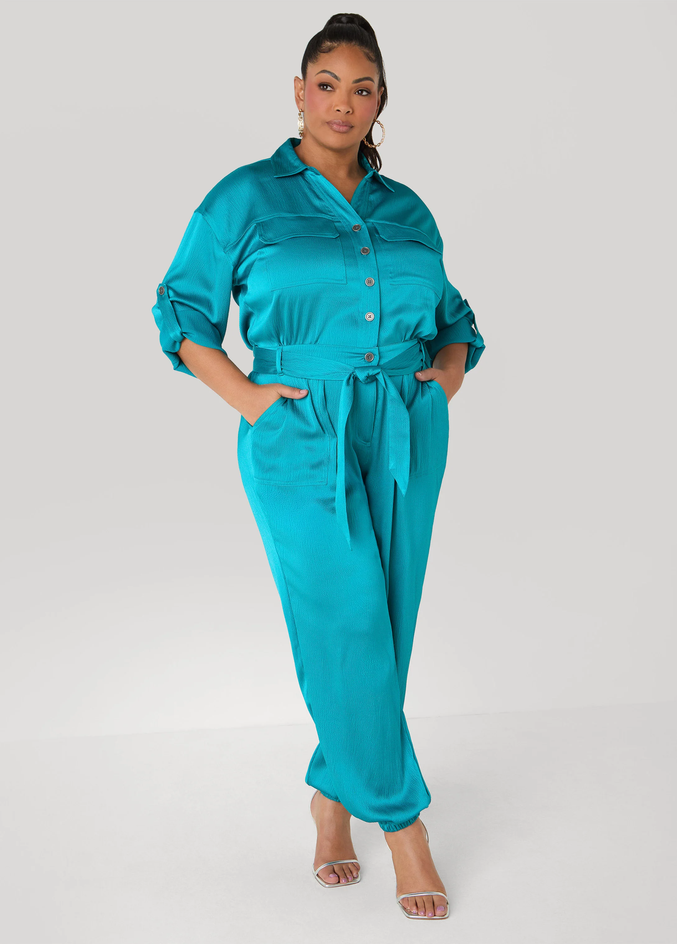 Hammered Satin Joggers Jumpsuit - Image 6