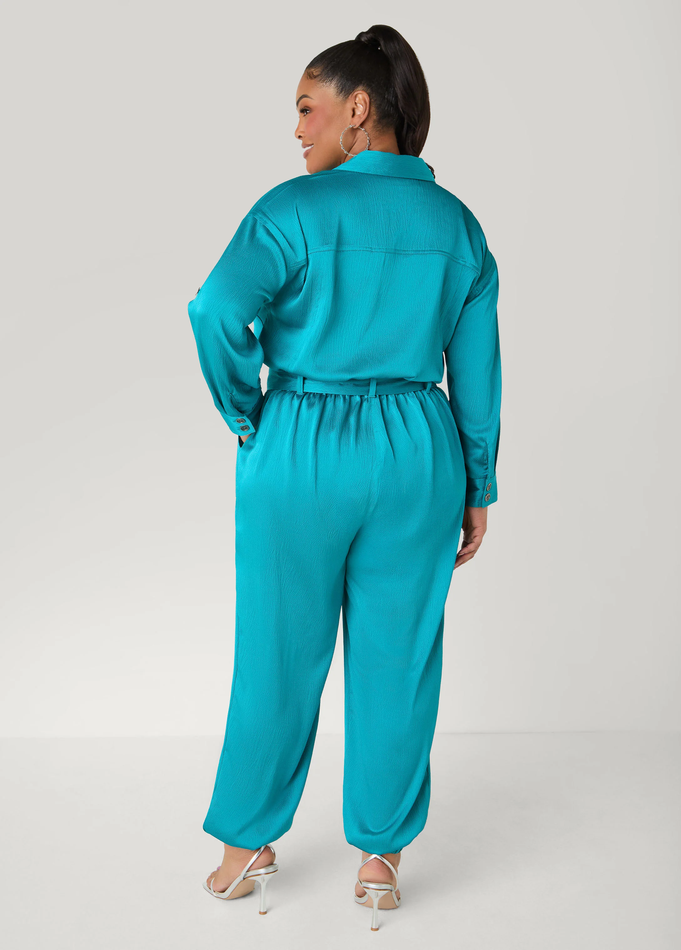 Hammered Satin Joggers Jumpsuit - Image 7