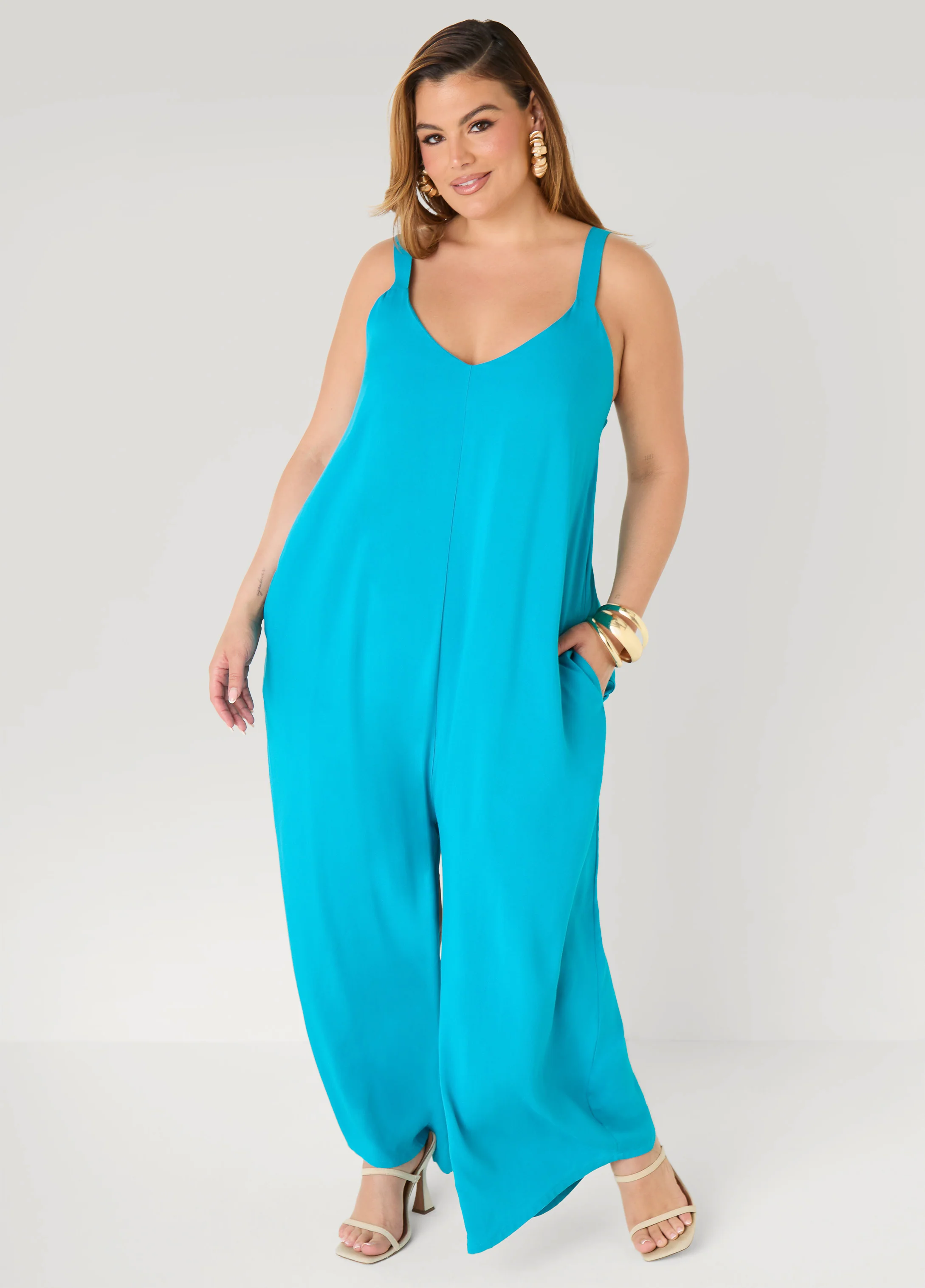 Woven Wide Leg Jumpsuit - Image 3