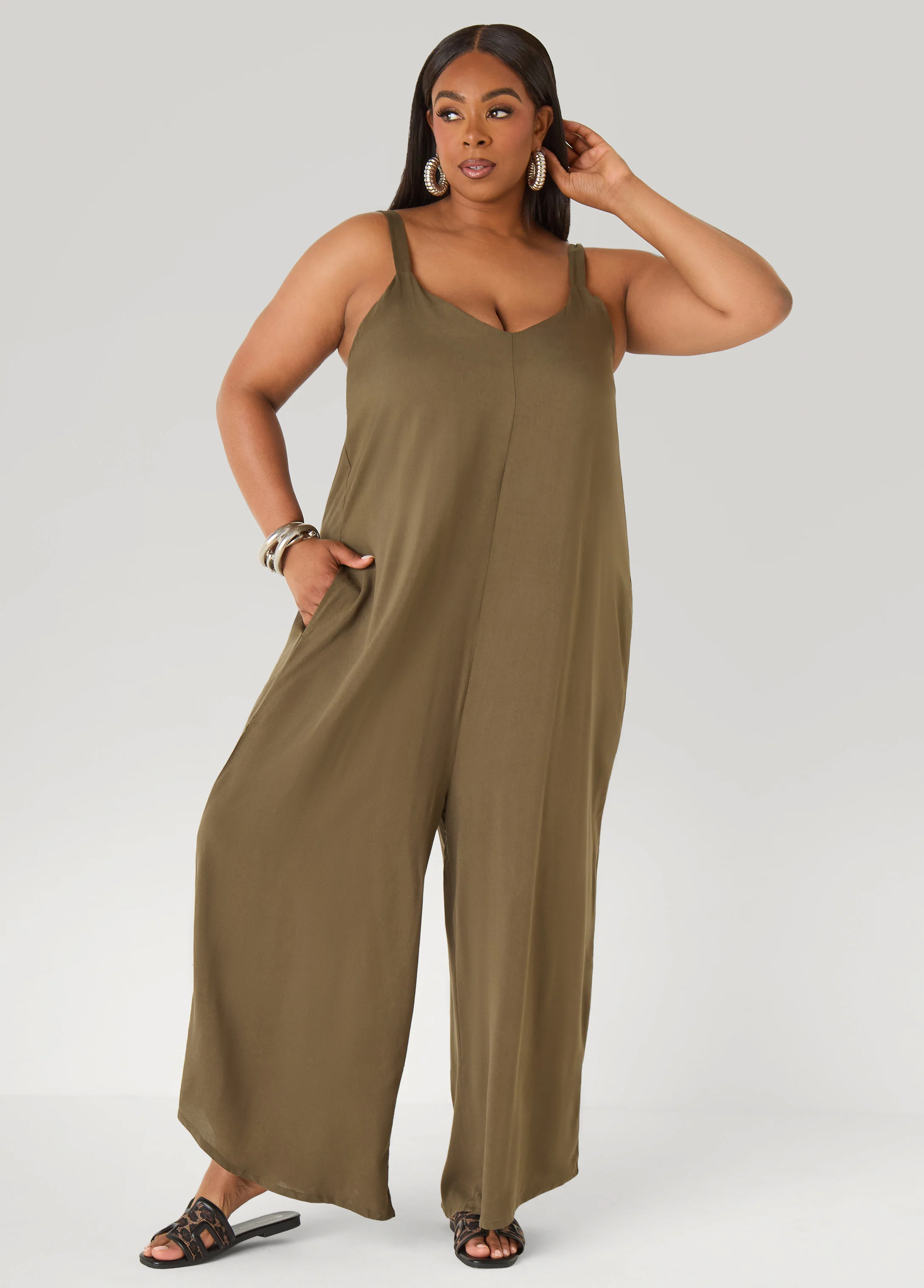 Woven Wide Leg Jumpsuit - Image 4