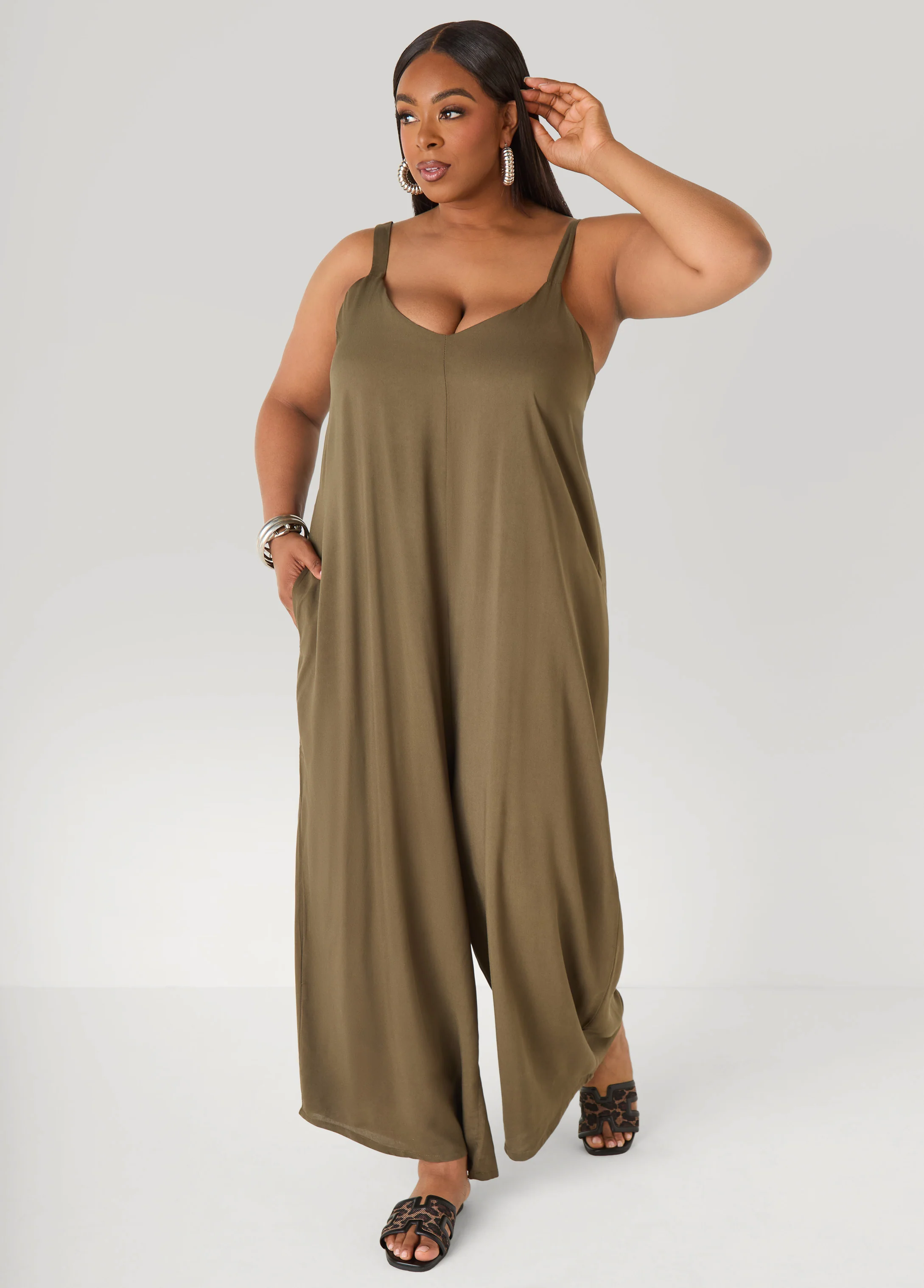 Woven Wide Leg Jumpsuit - Image 6