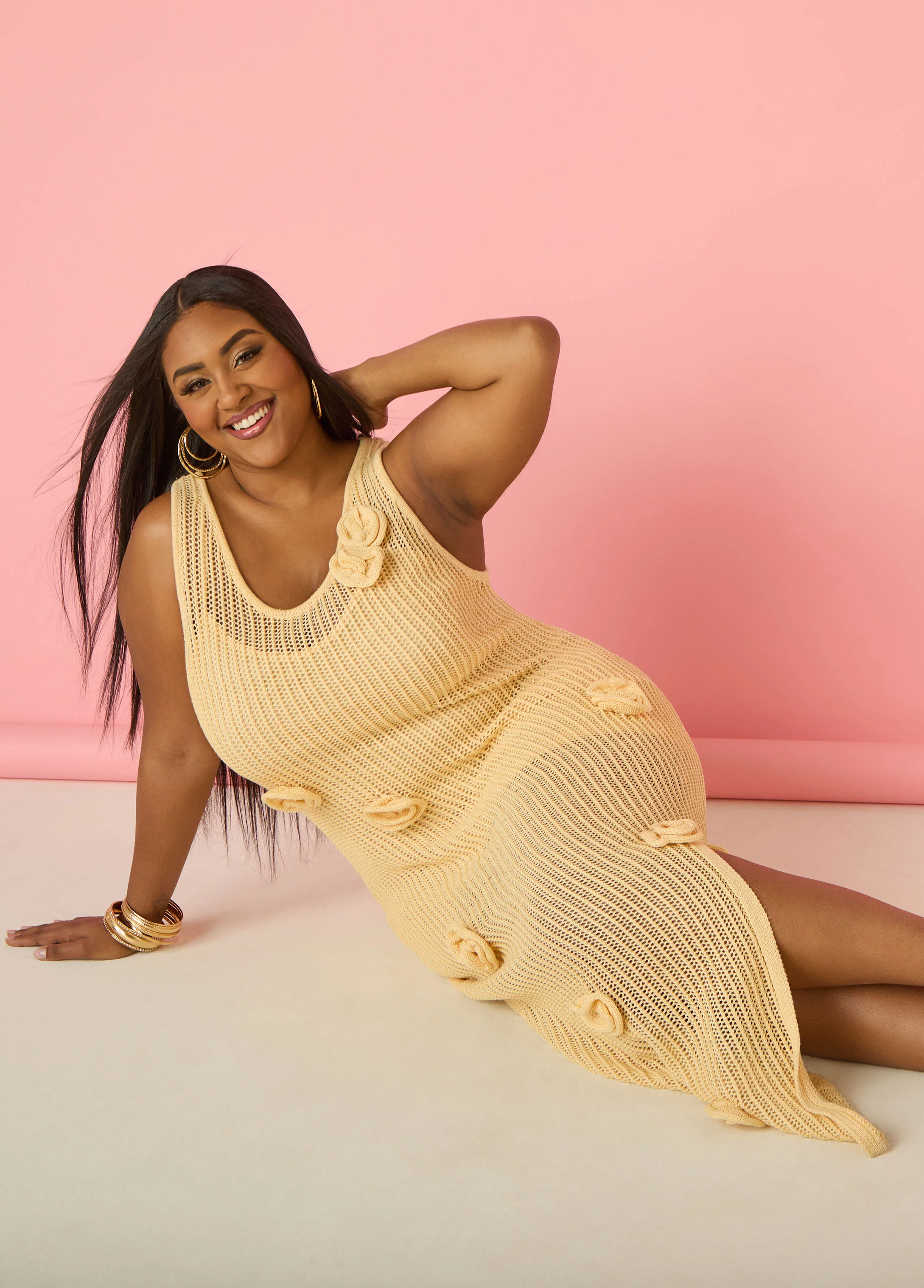Rosette Crochet Maxi Dress - Image 2