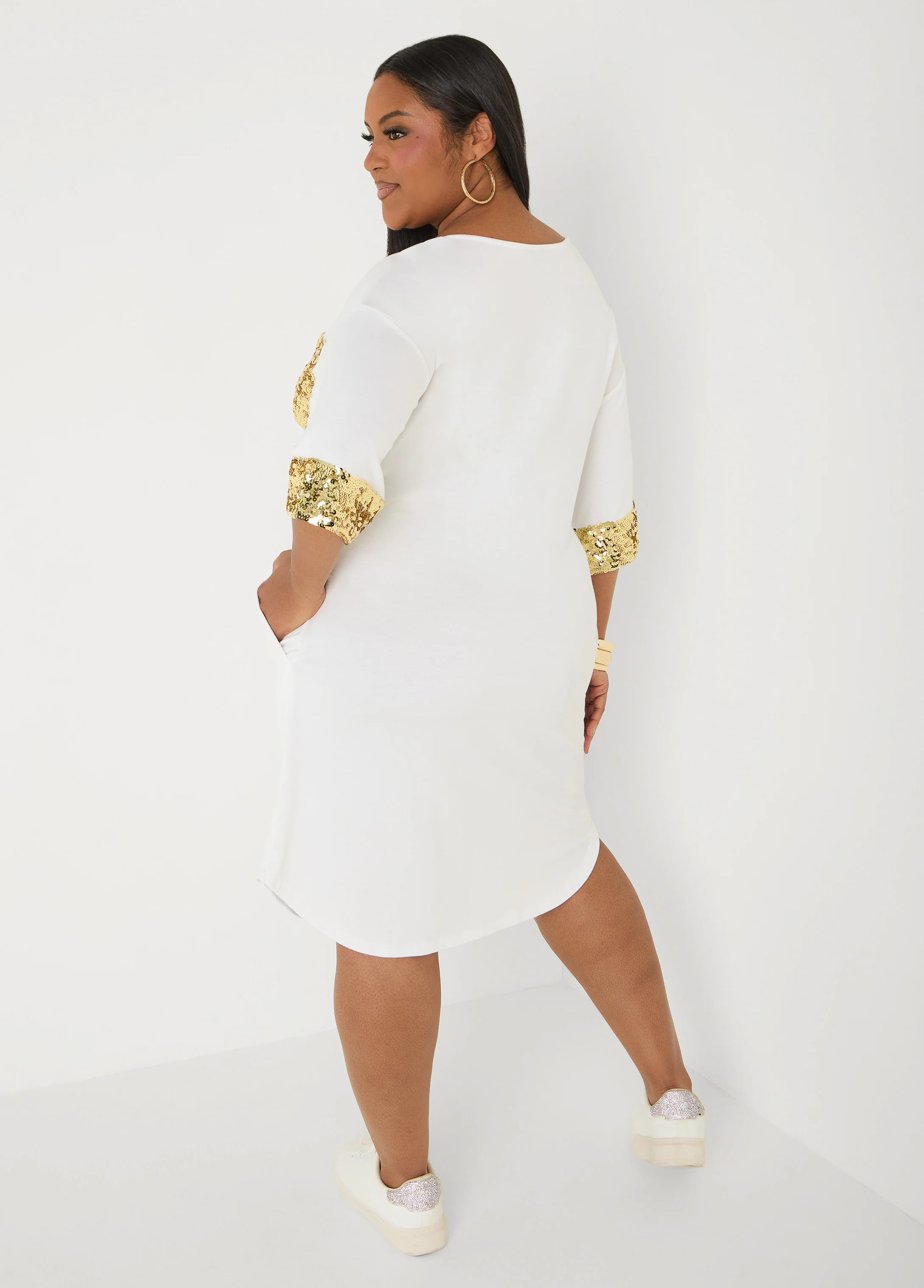 Sequined Terry T Shirt Dress - Image 2