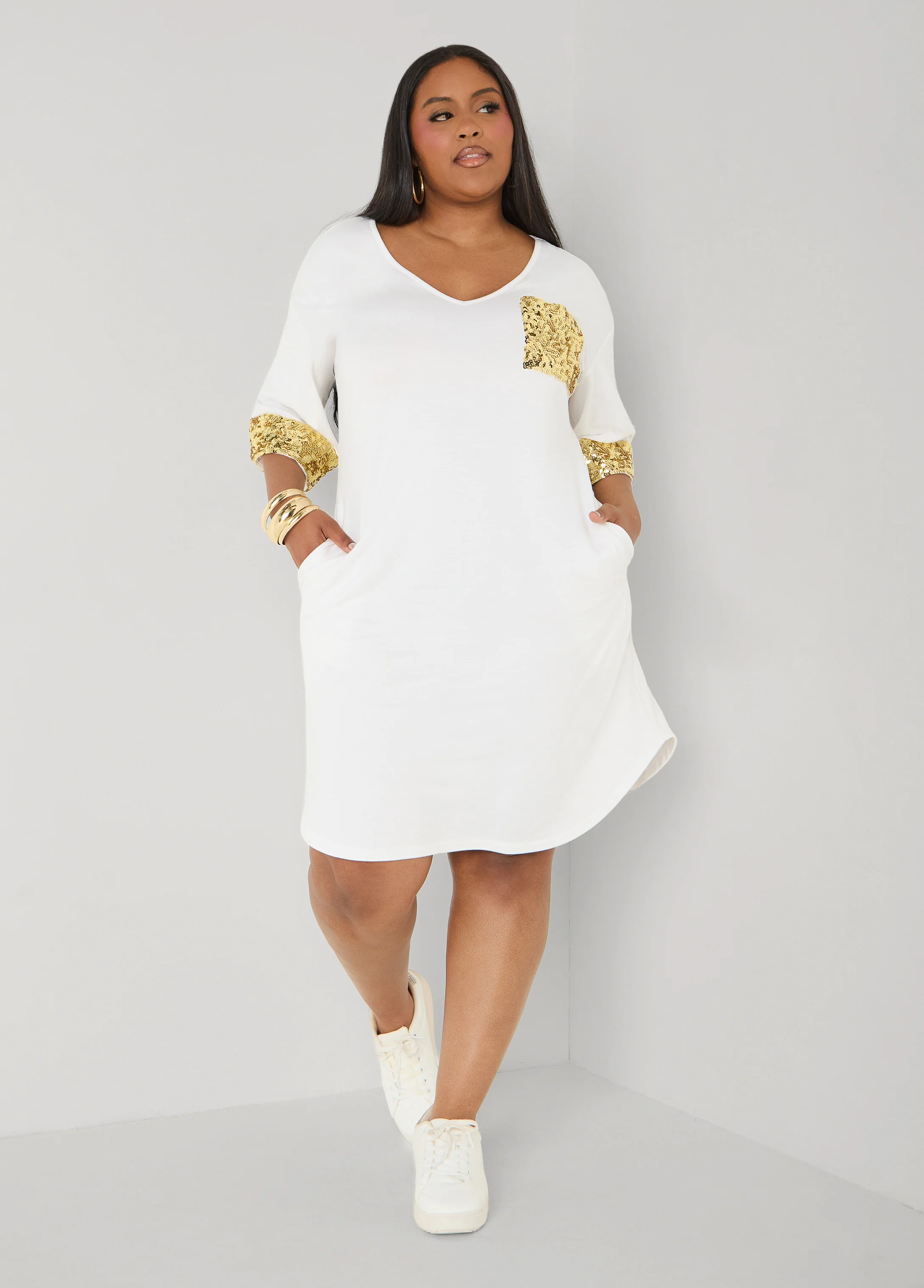 Sequined Terry T Shirt Dress - Image 3
