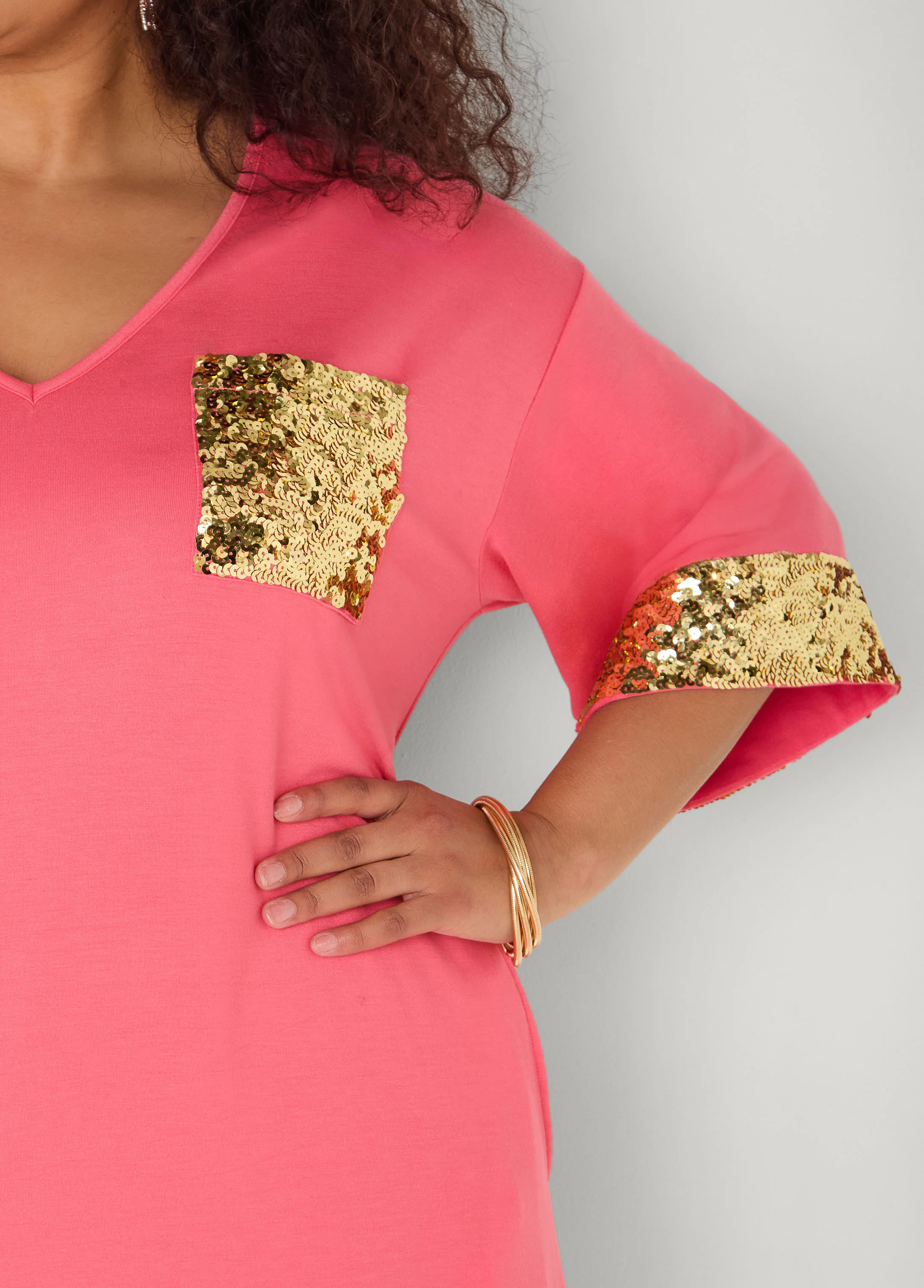 Sequined Terry T Shirt Dress - Image 8
