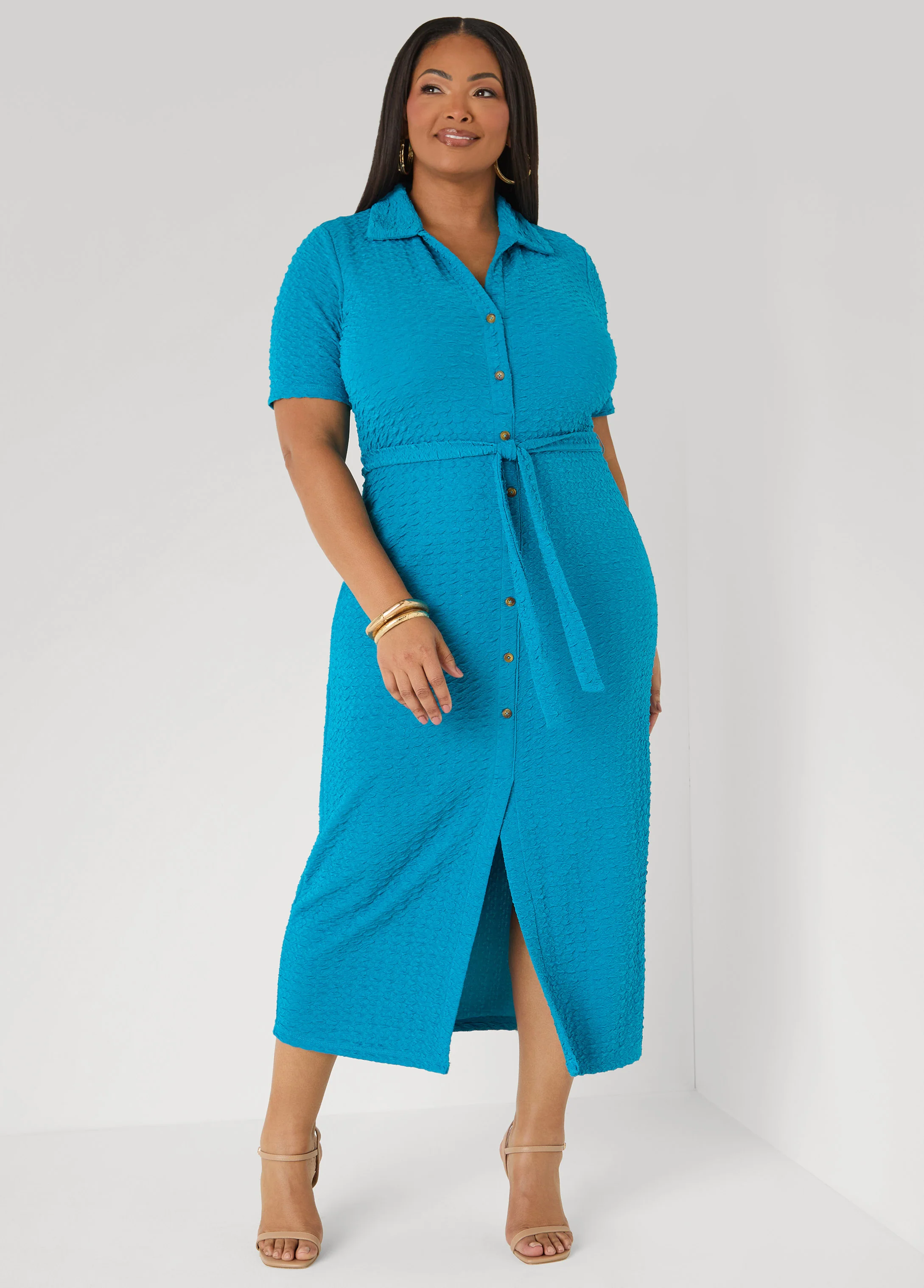 Textured Maxi Shirtdress - Image 5