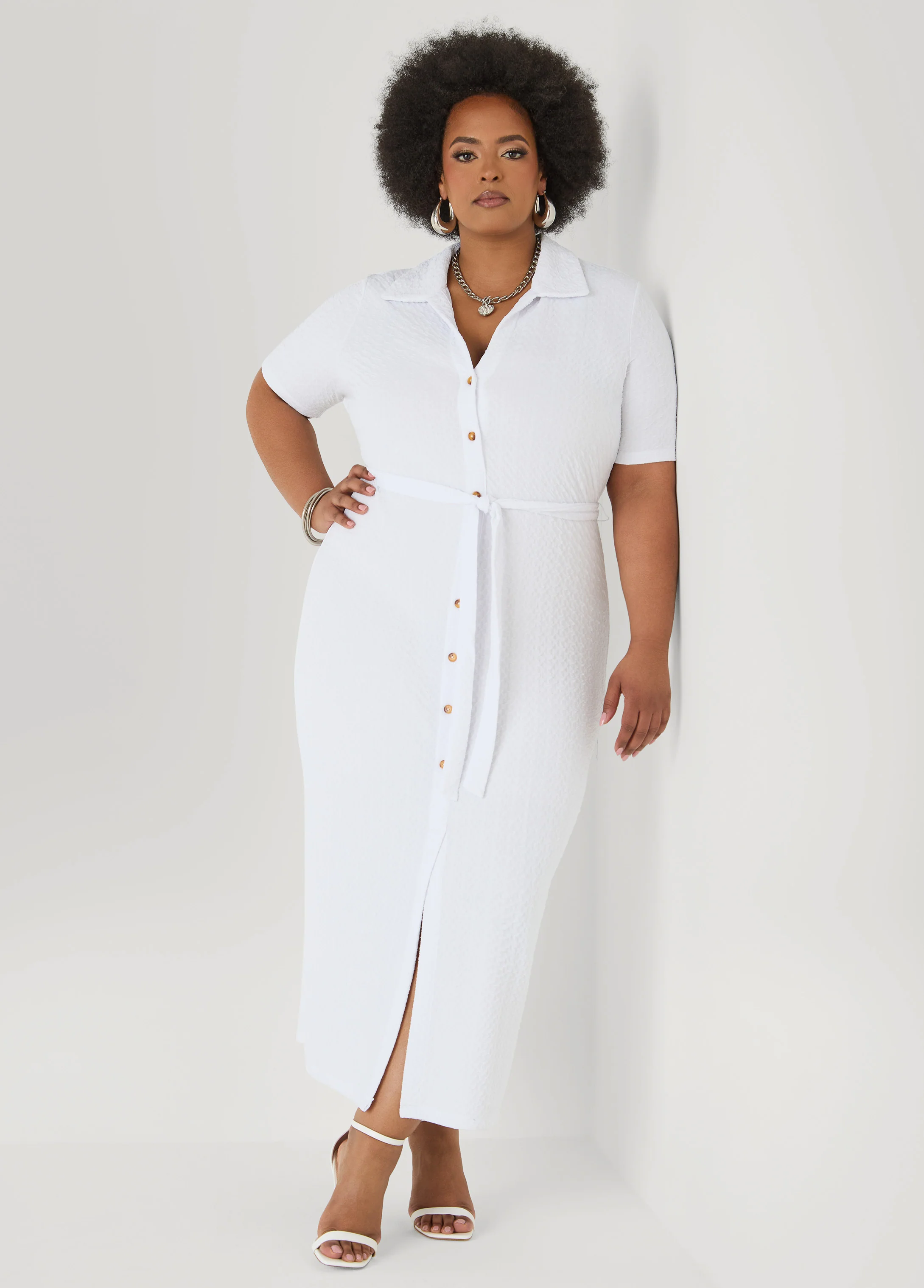 Textured Maxi Shirtdress - Image 6