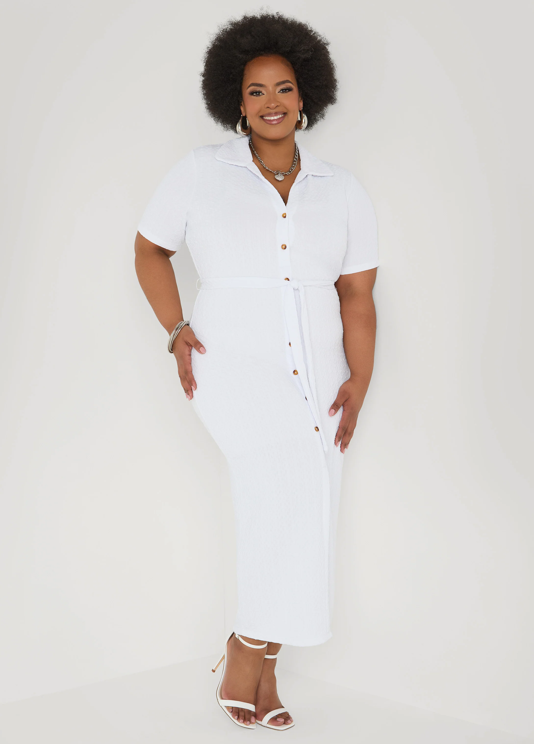 Textured Maxi Shirtdress - Image 8