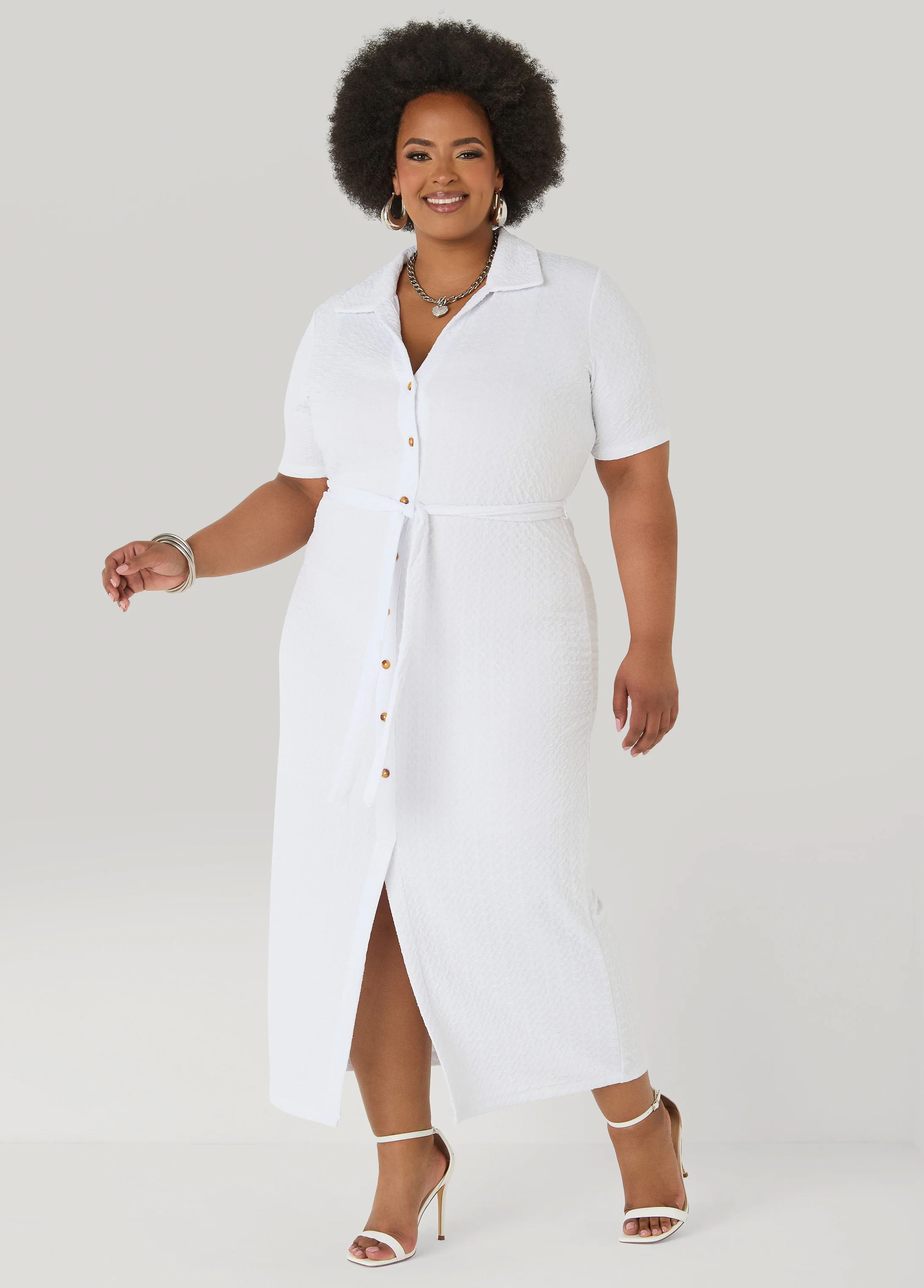 Textured Maxi Shirtdress - Image 9