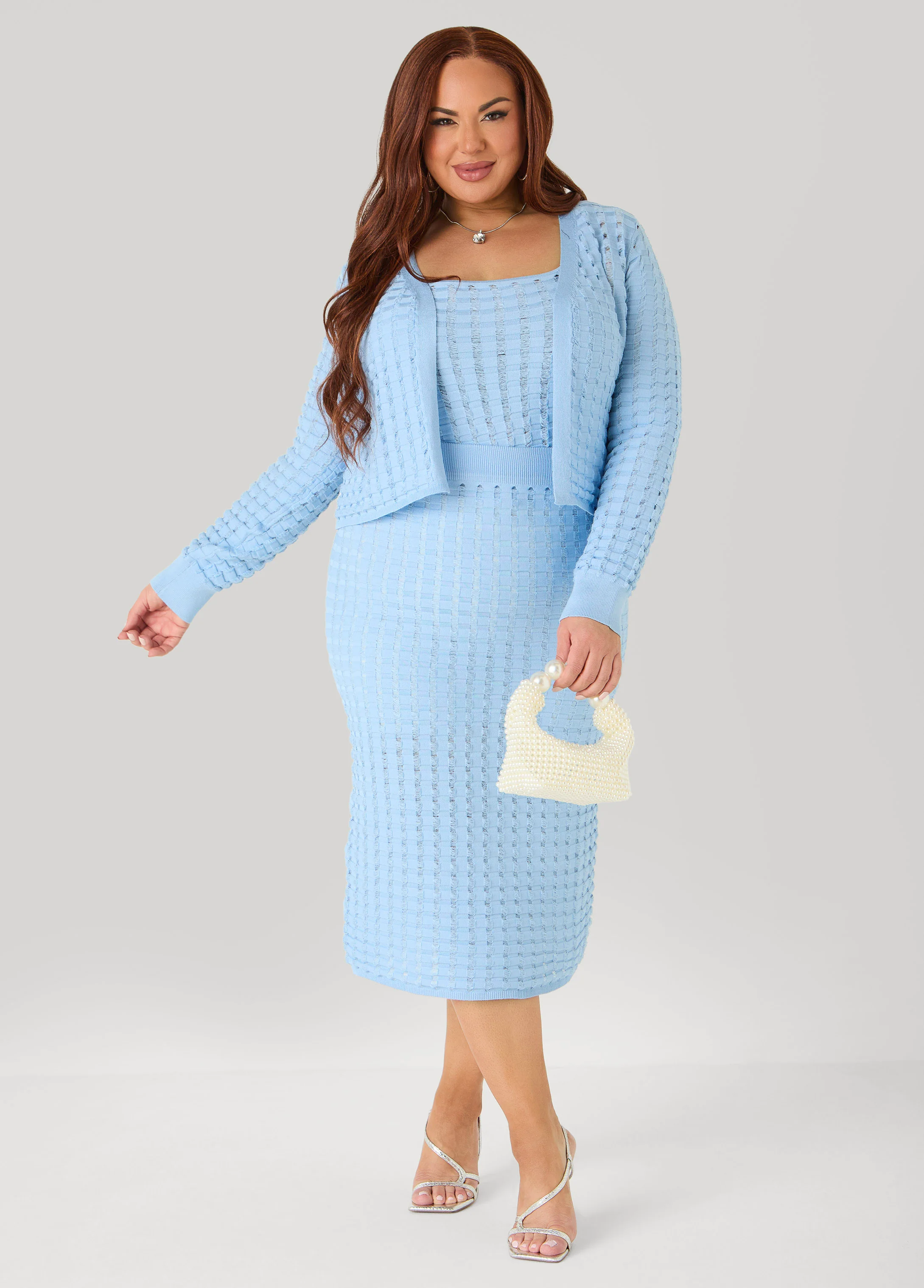 Checked Textured Knit Cardigan - Image 5