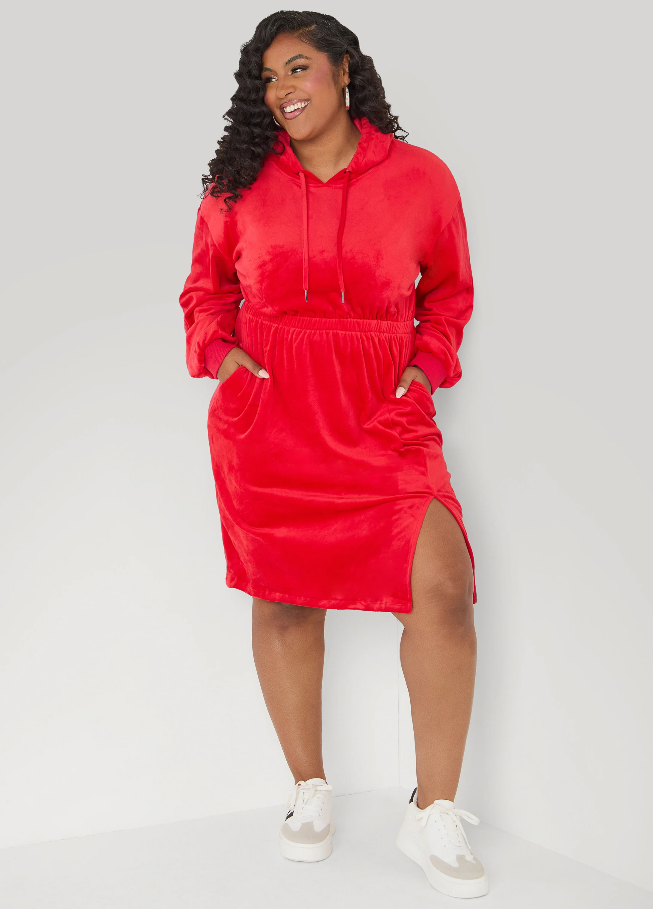Hooded Velour Dress - Image 4