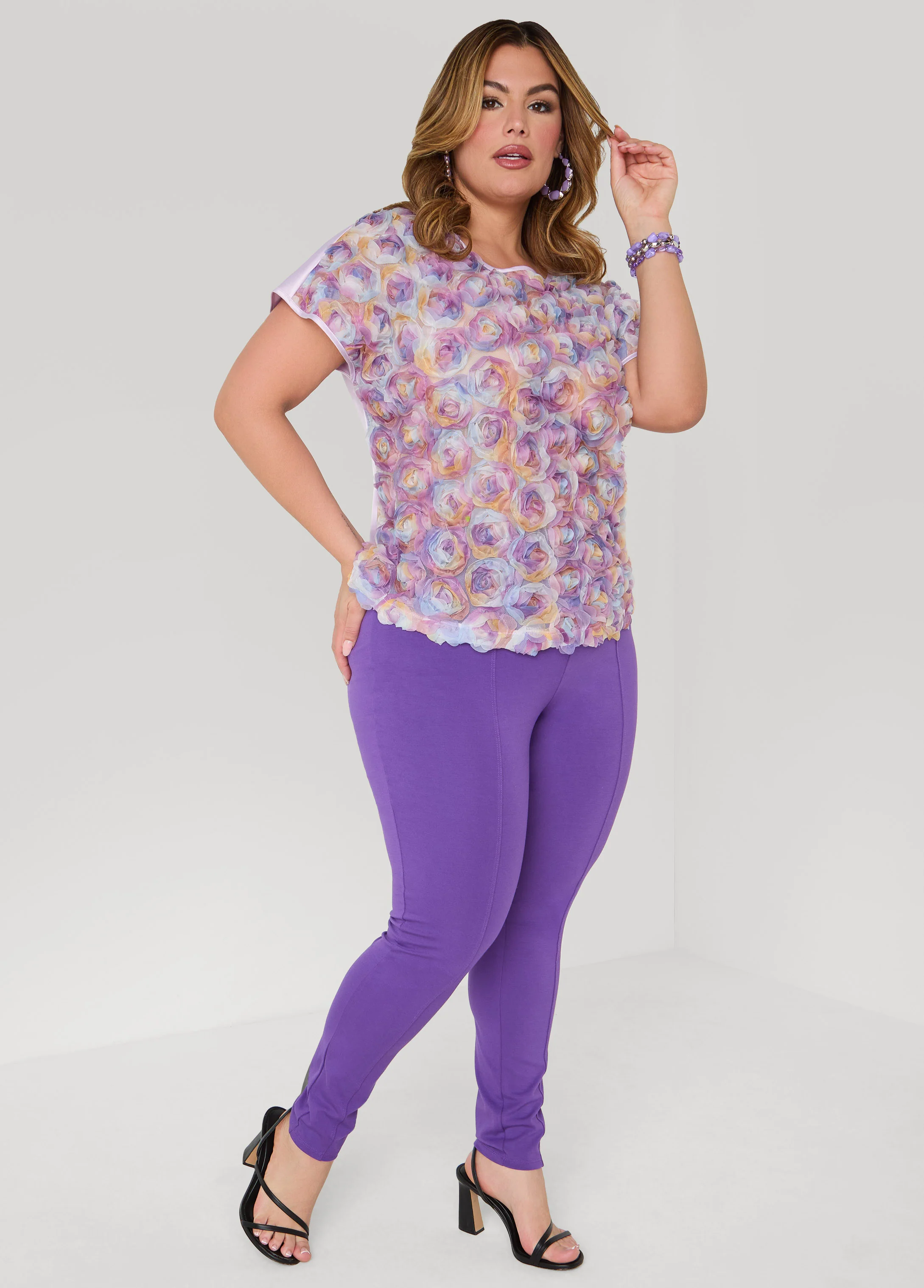 Rosette Mesh And Satin Blouse - Image 3