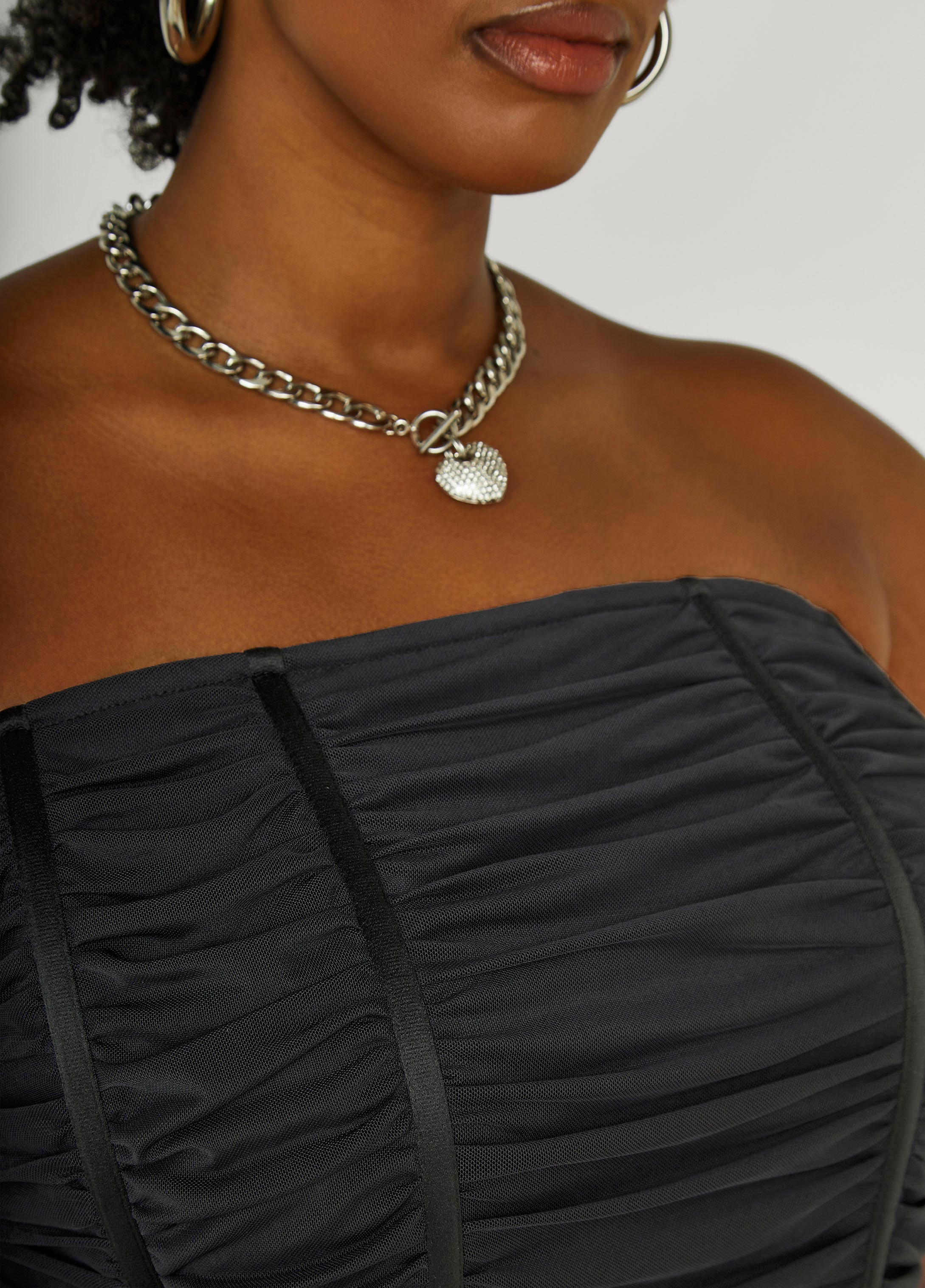 Strapless Ruched Mesh Corset Top - Image 4
