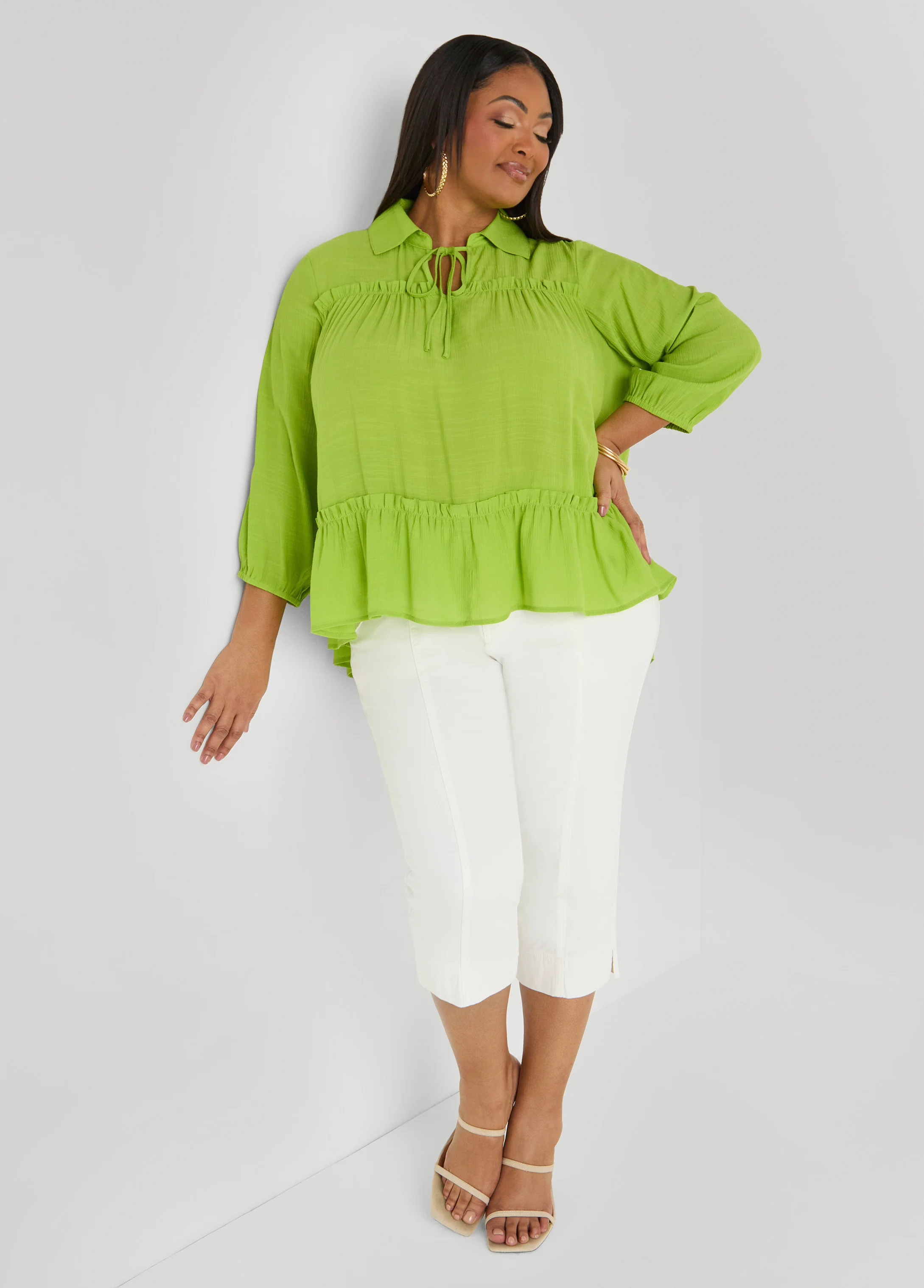 Ruffle Trimmed Gauze Blouse - Image 3