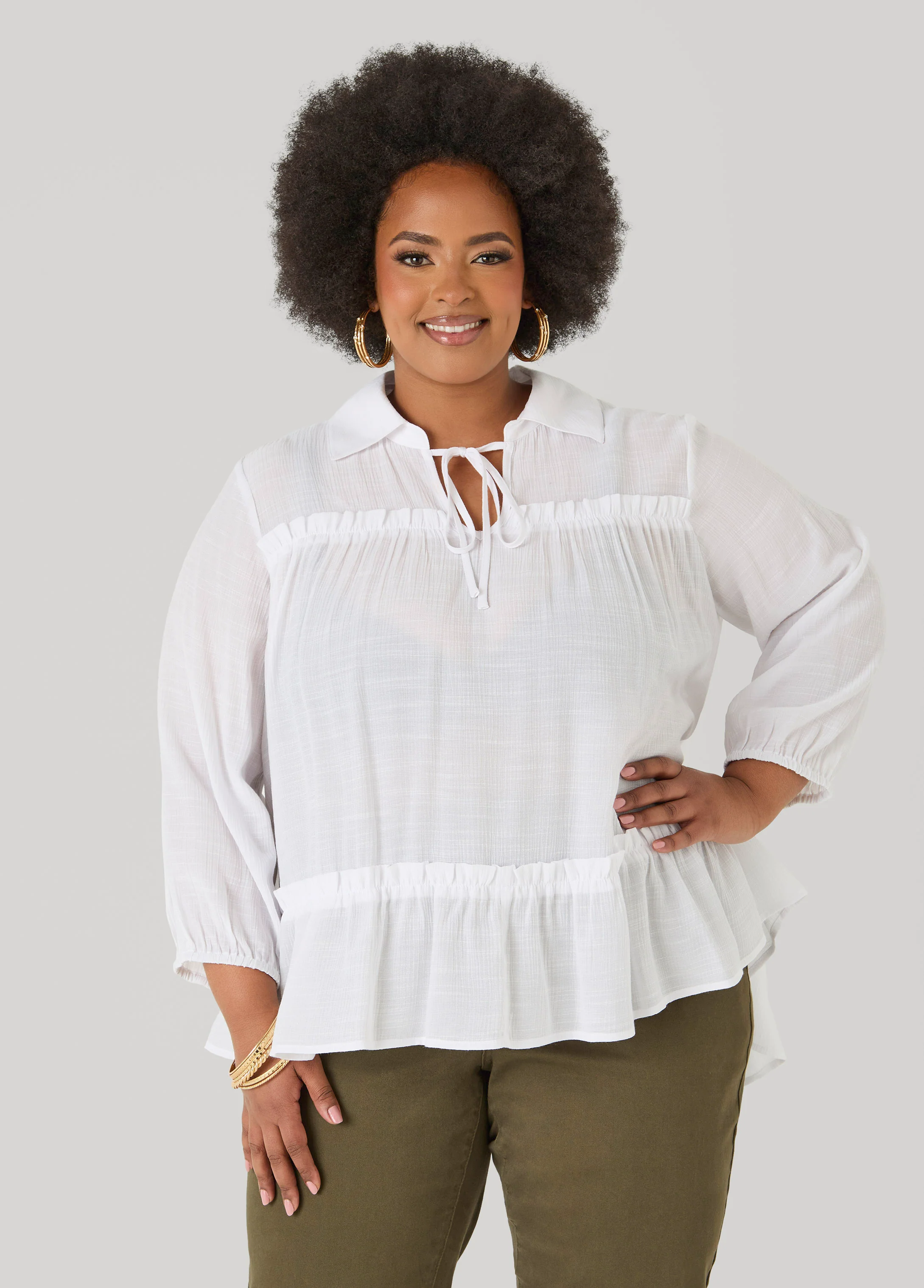 Ruffle Trimmed Gauze Blouse - Image 5