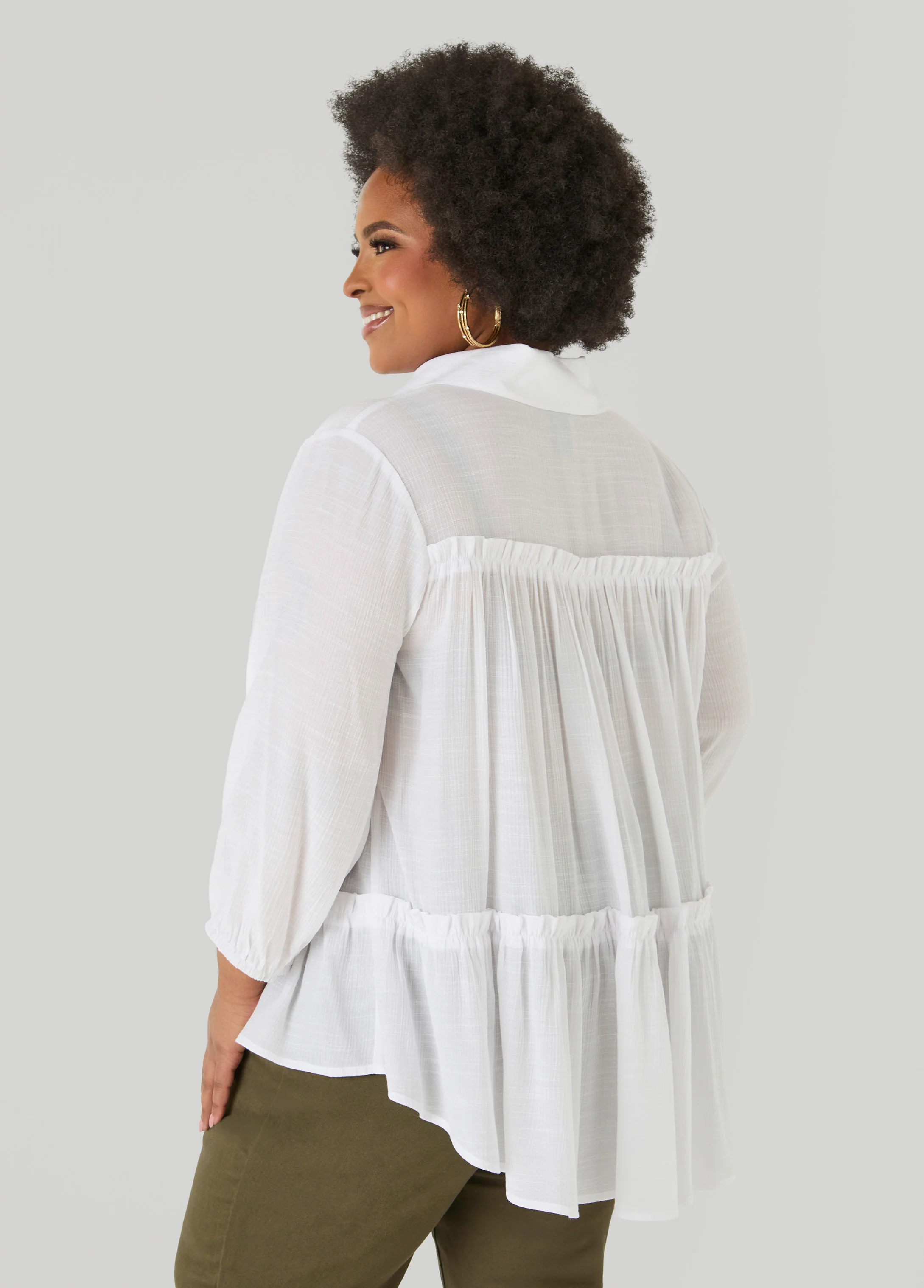 Ruffle Trimmed Gauze Blouse - Image 6