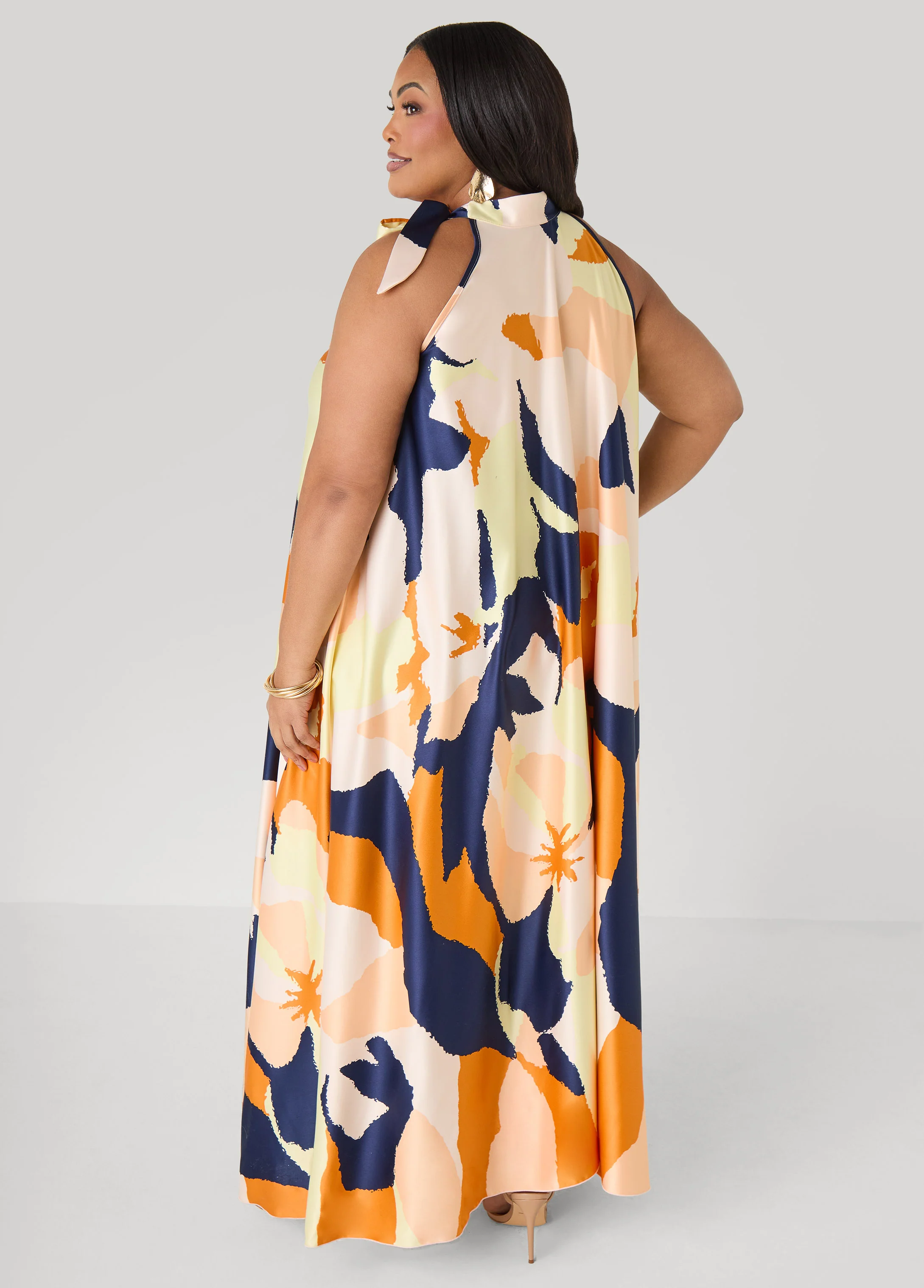 Cutout Watercolor Print Maxi Dress - Image 2