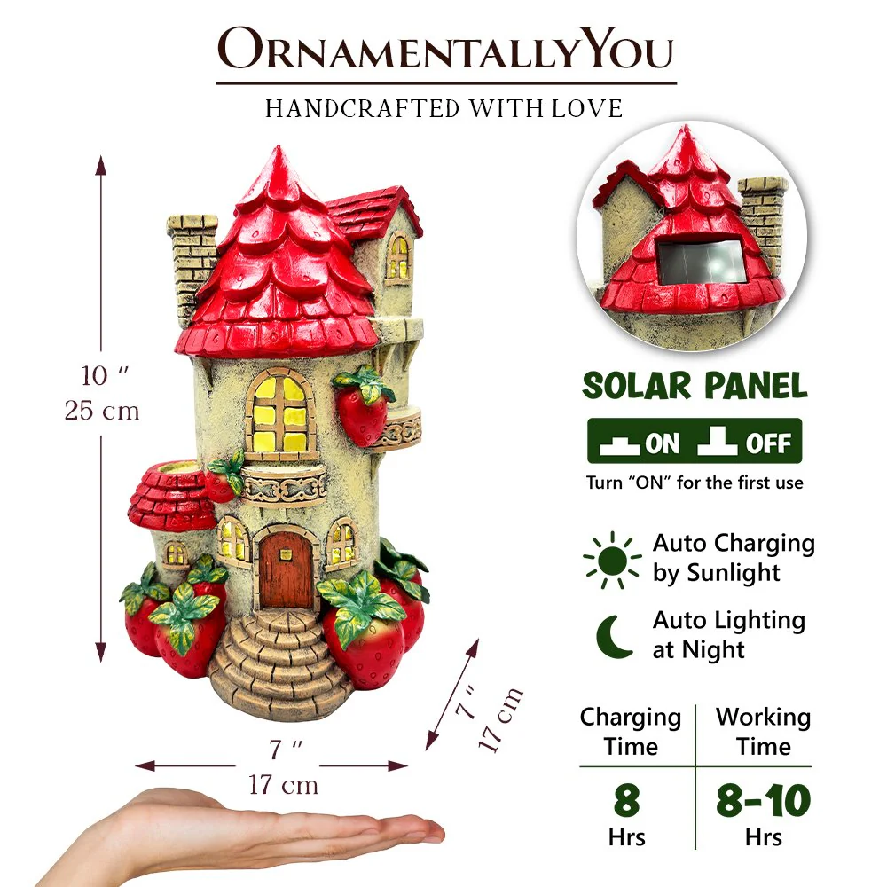 Solar Powered Strawberry Fairy Home Figurine - Image 3