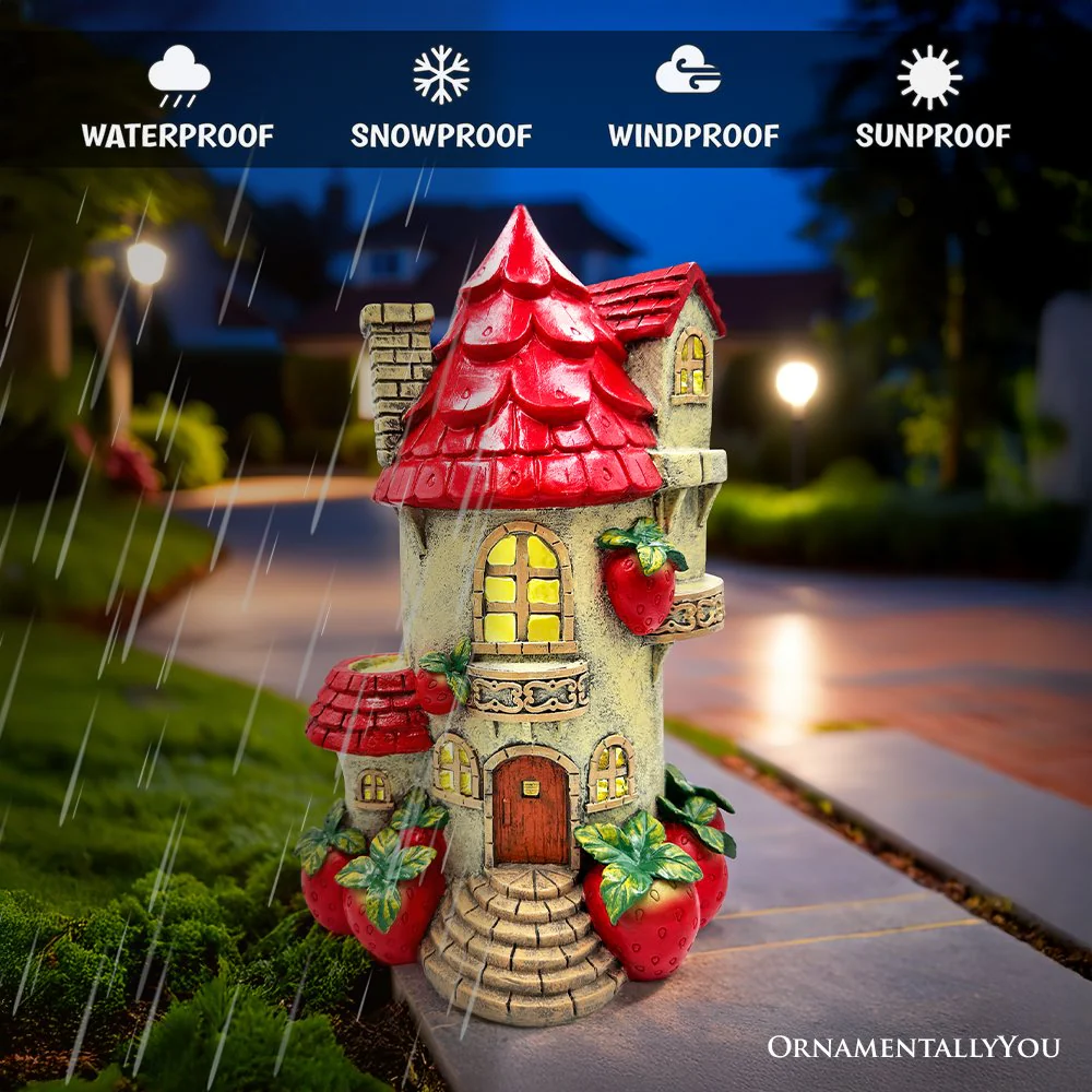 Solar Powered Strawberry Fairy Home Figurine - Image 4