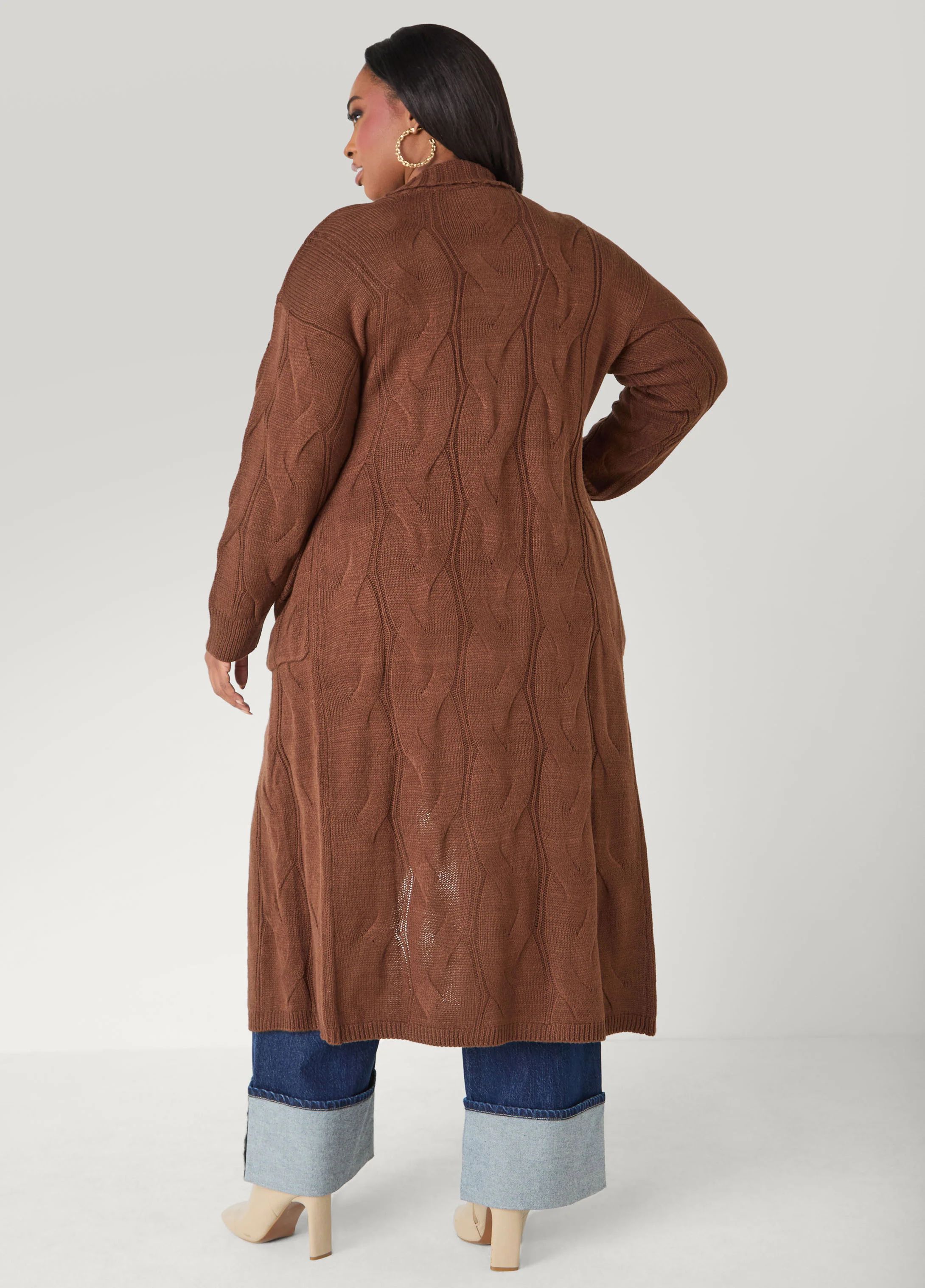 Open Front Cable Knit Duster - Image 2