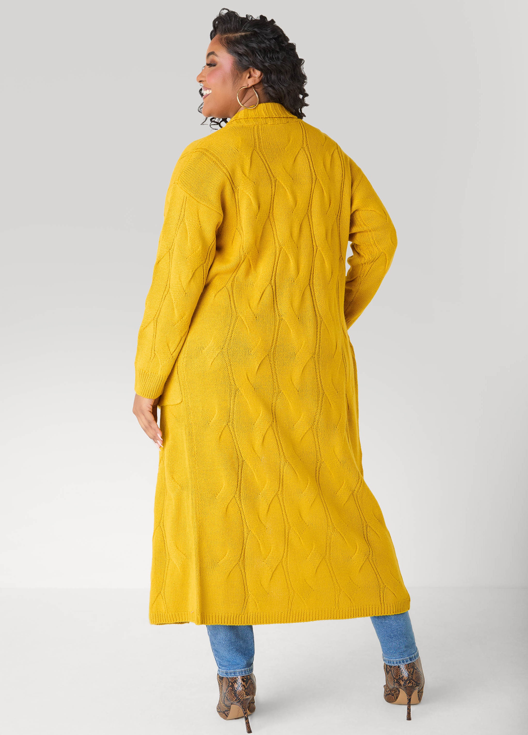 Open Front Cable Knit Duster - Image 5