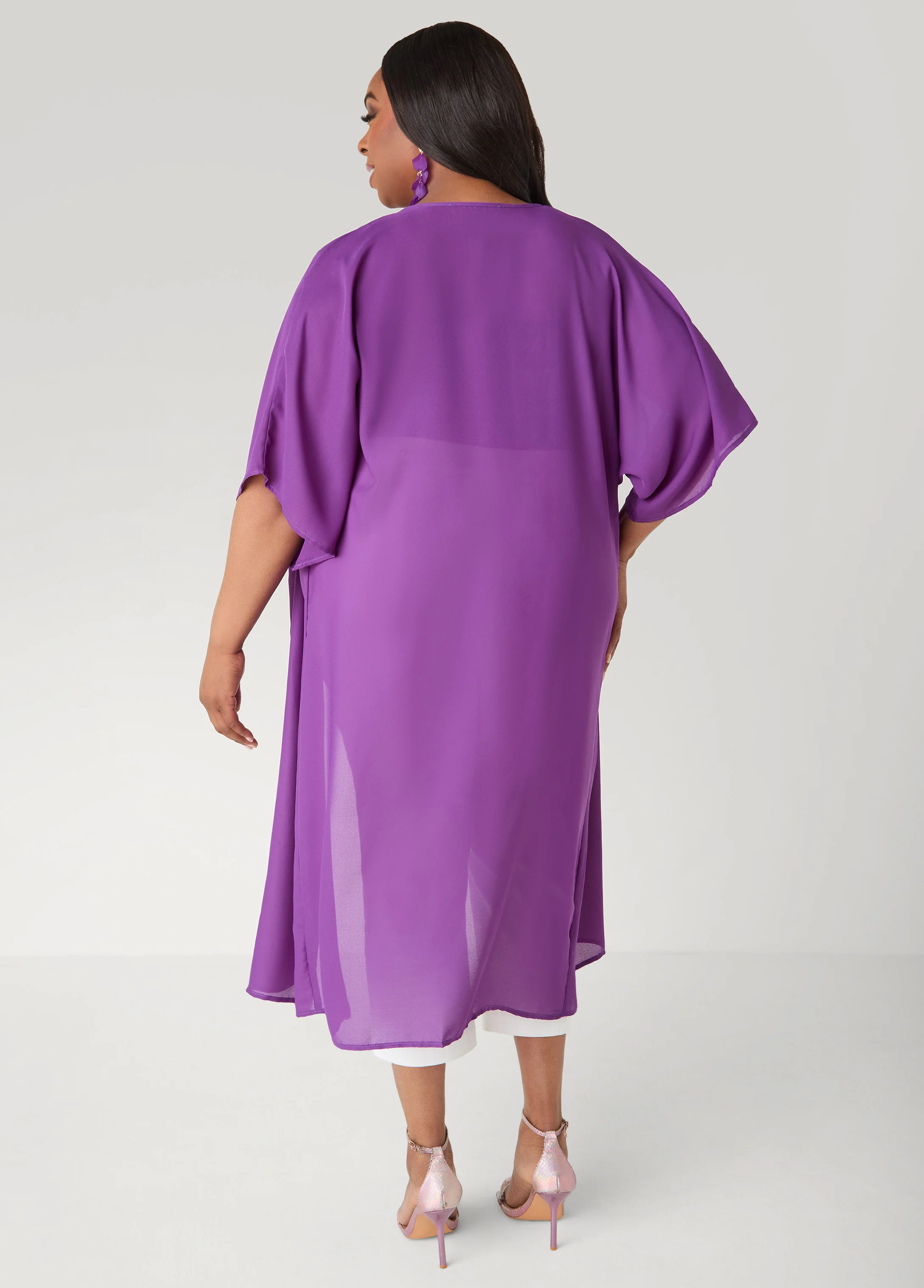 Open Front Crepe Kimono - Image 2