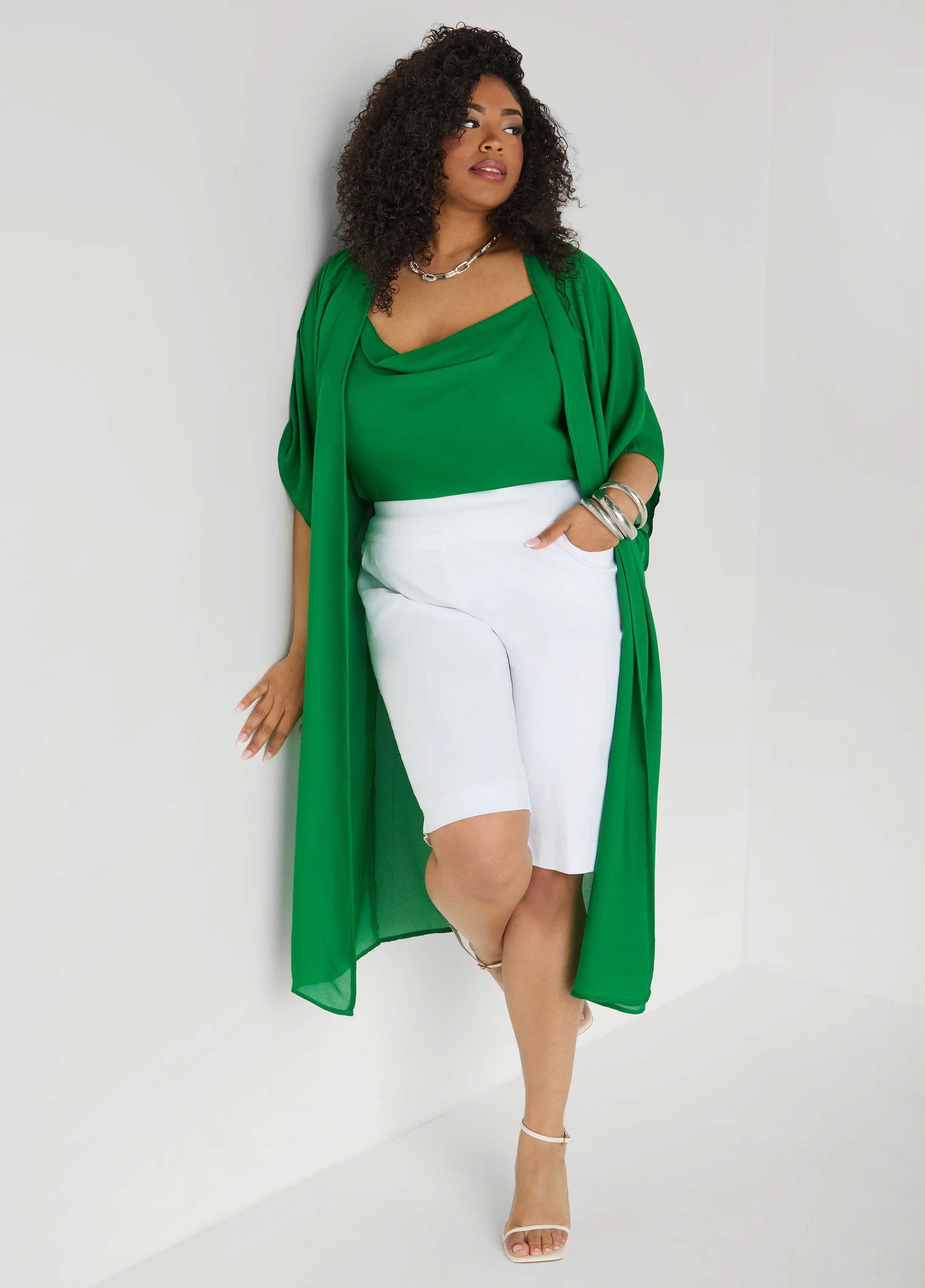 Open Front Crepe Kimono - Image 7