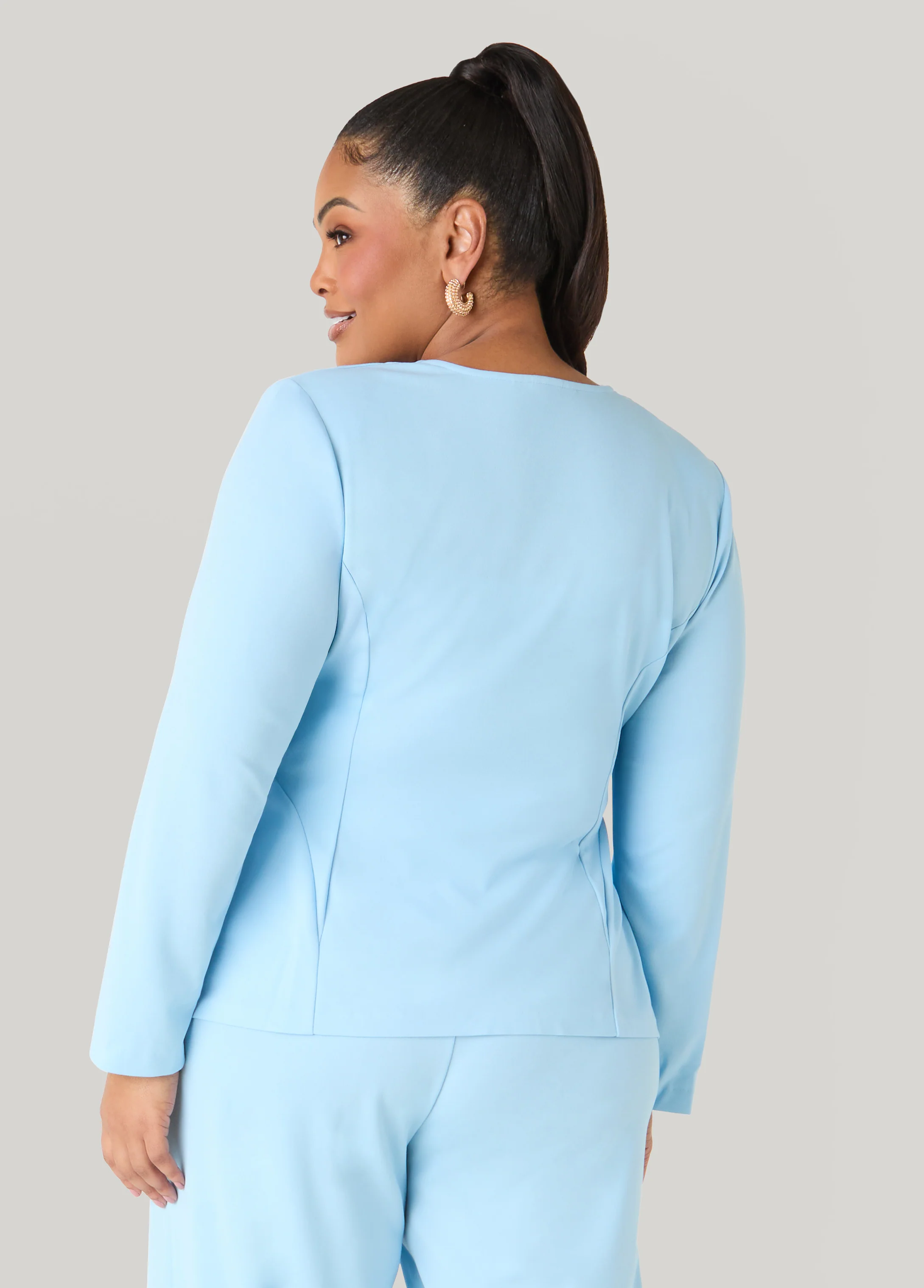 Square Neck Peplum Blazer - Image 2