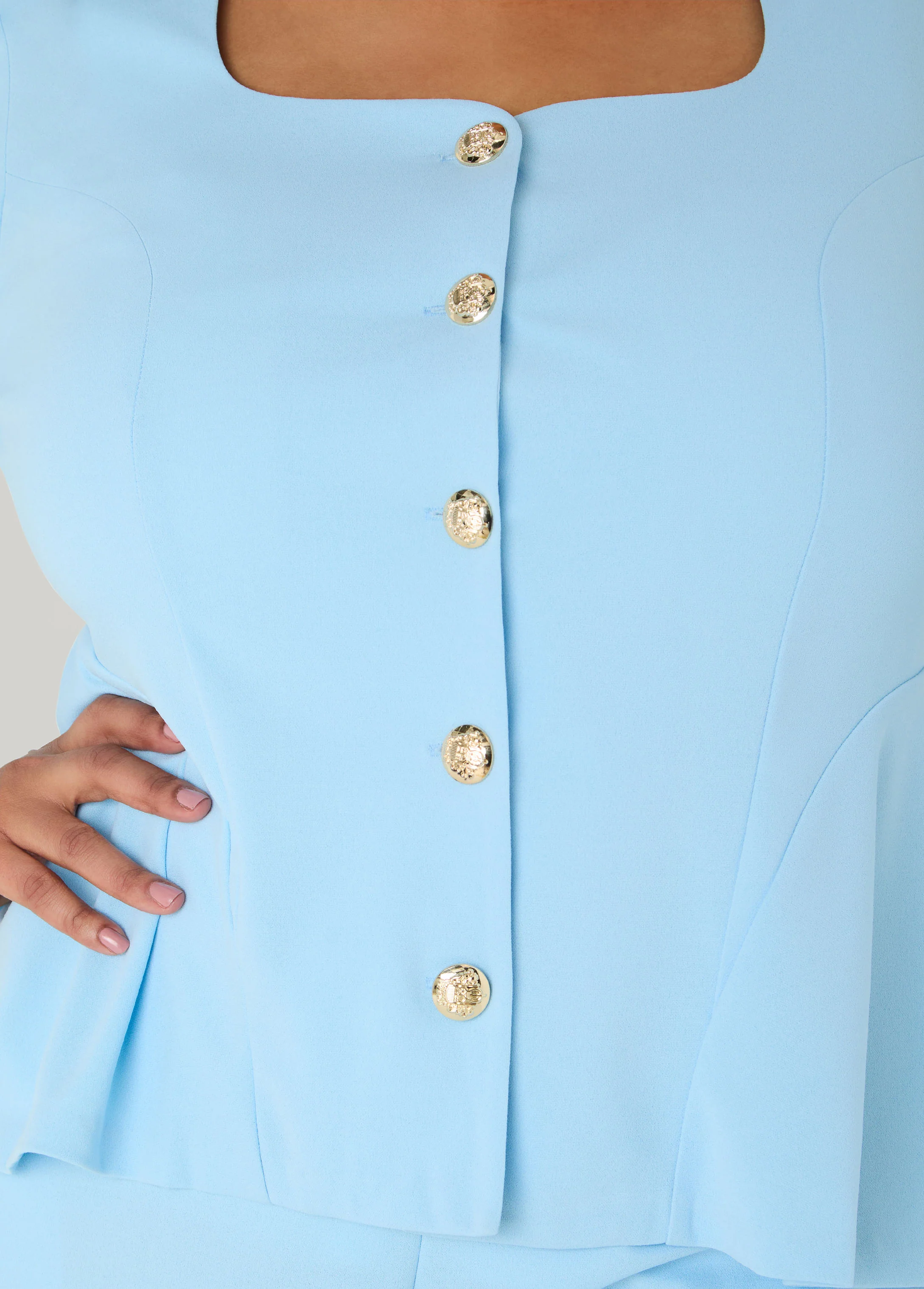 Square Neck Peplum Blazer - Image 4
