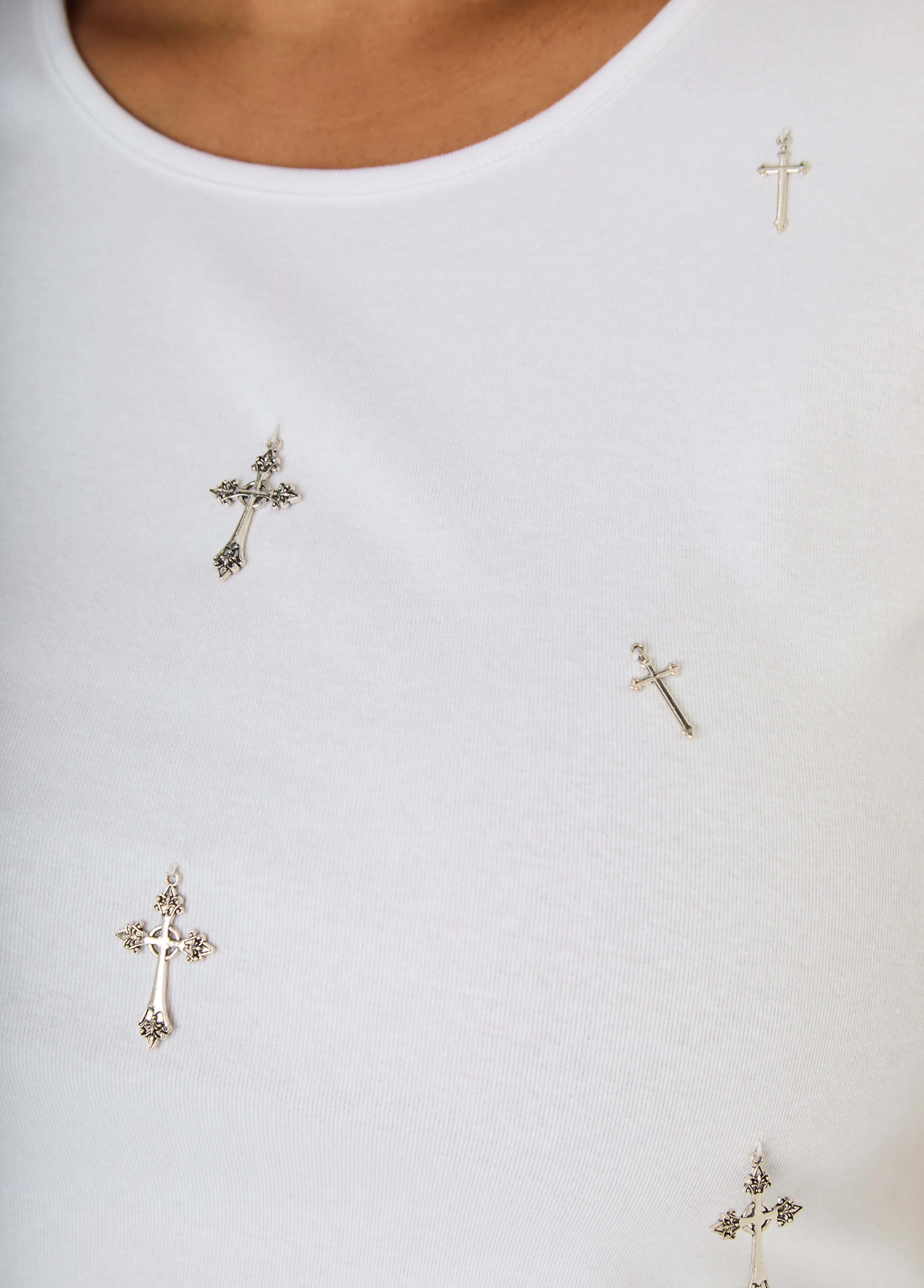 Cross Embellished Jersey Tee - Image 4