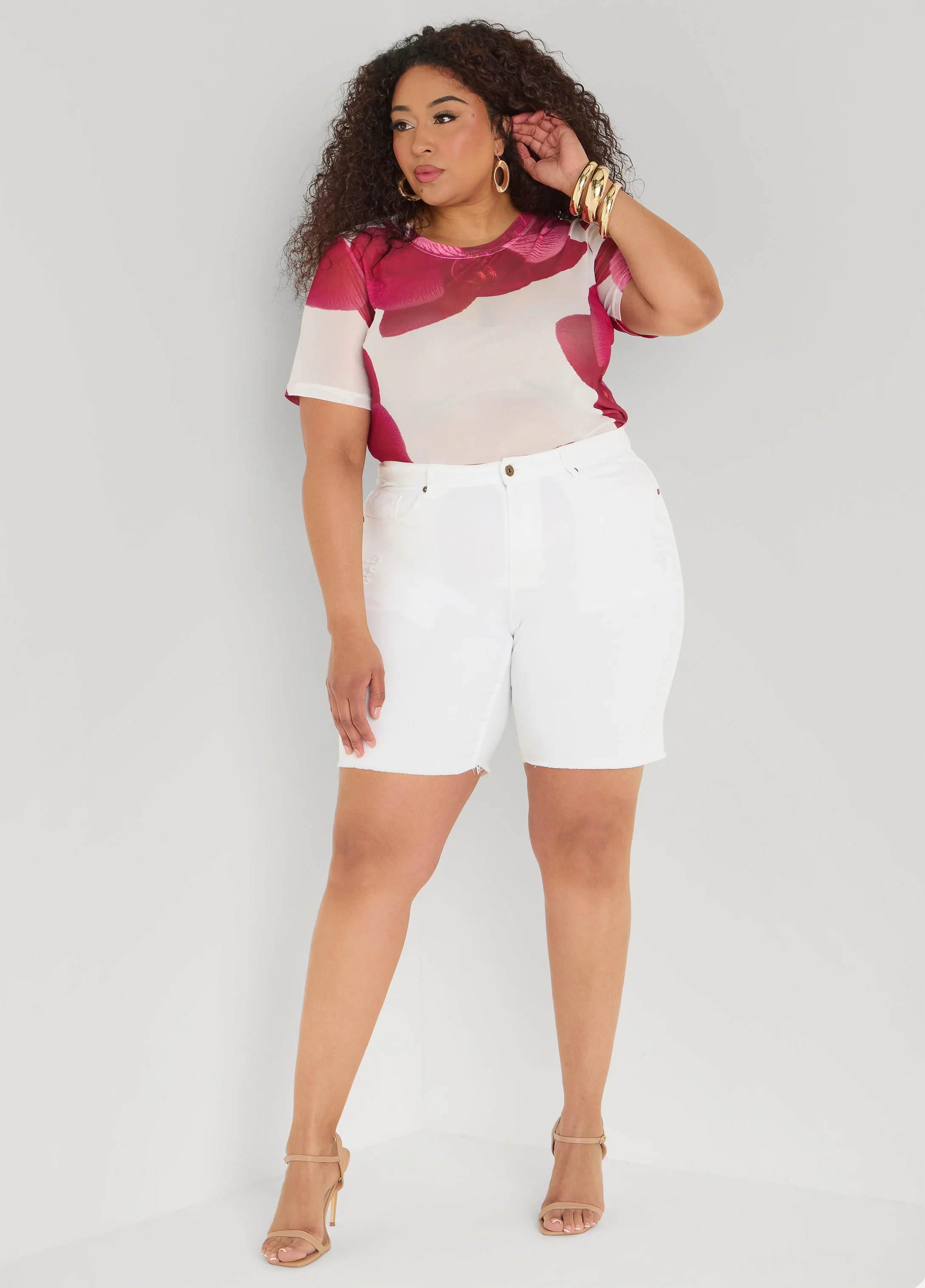 Floral Print Mesh Tee - Image 4