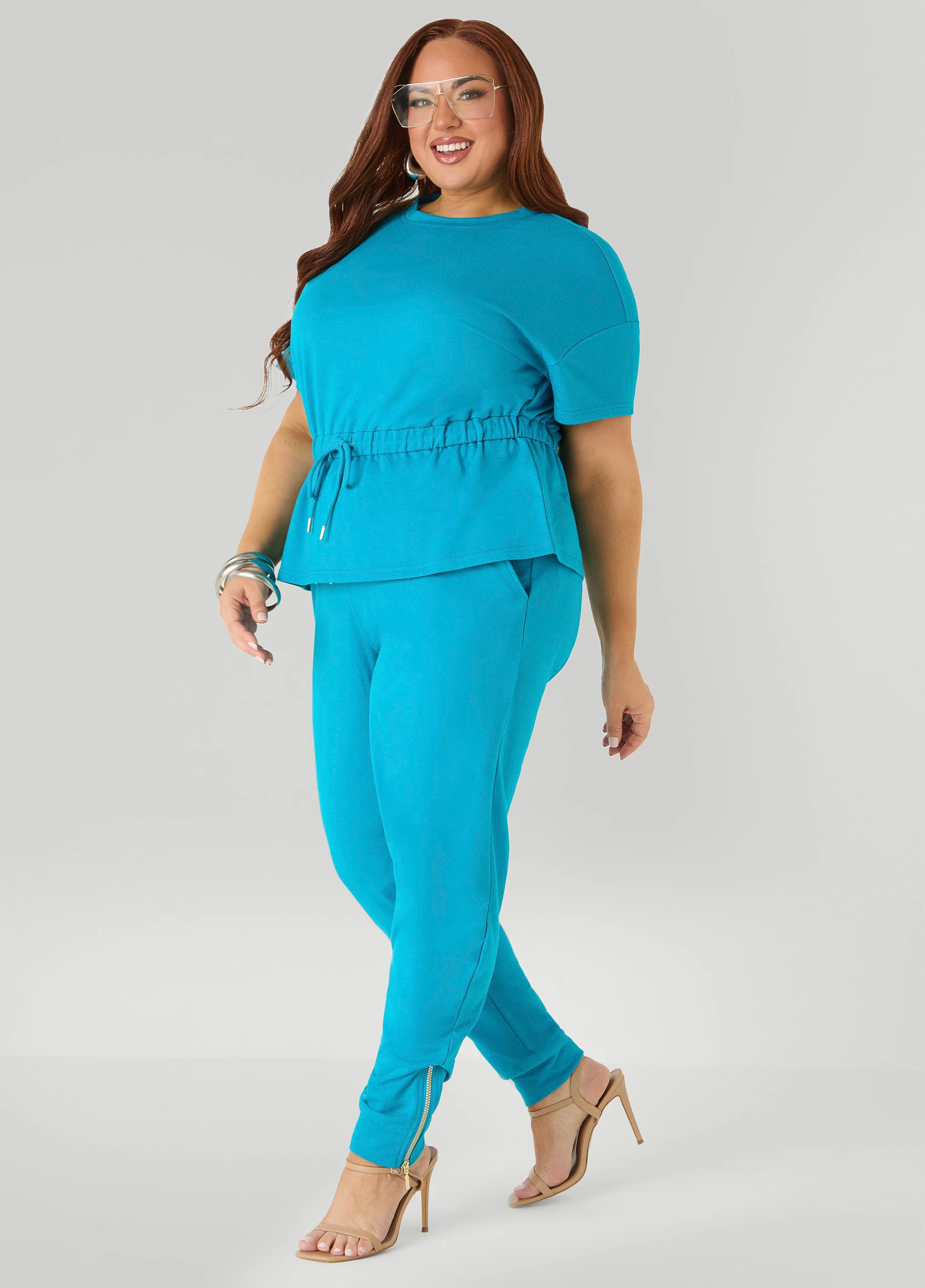 Drawstring Peplum Sweatshirt - Image 10