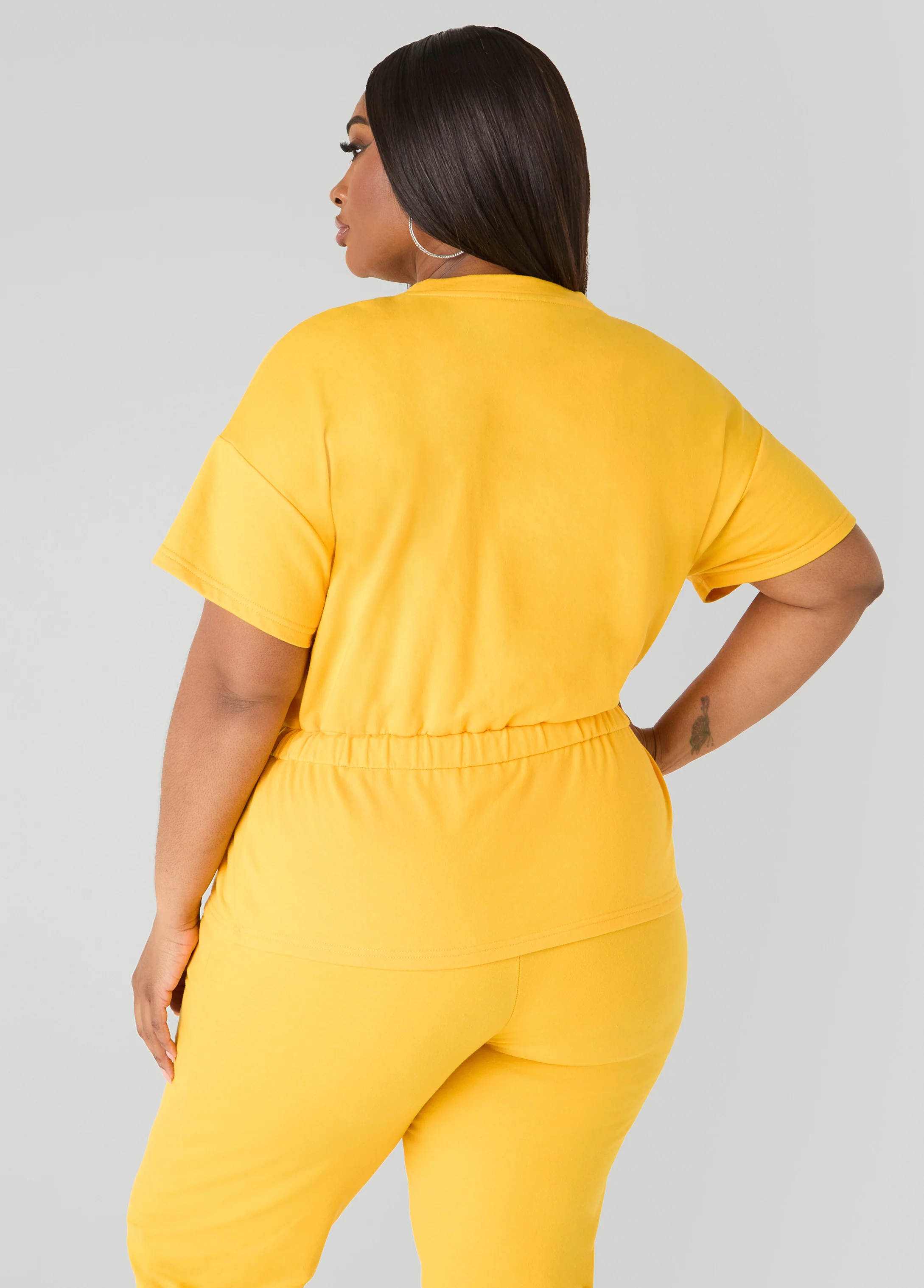 Drawstring Peplum Sweatshirt - Image 2