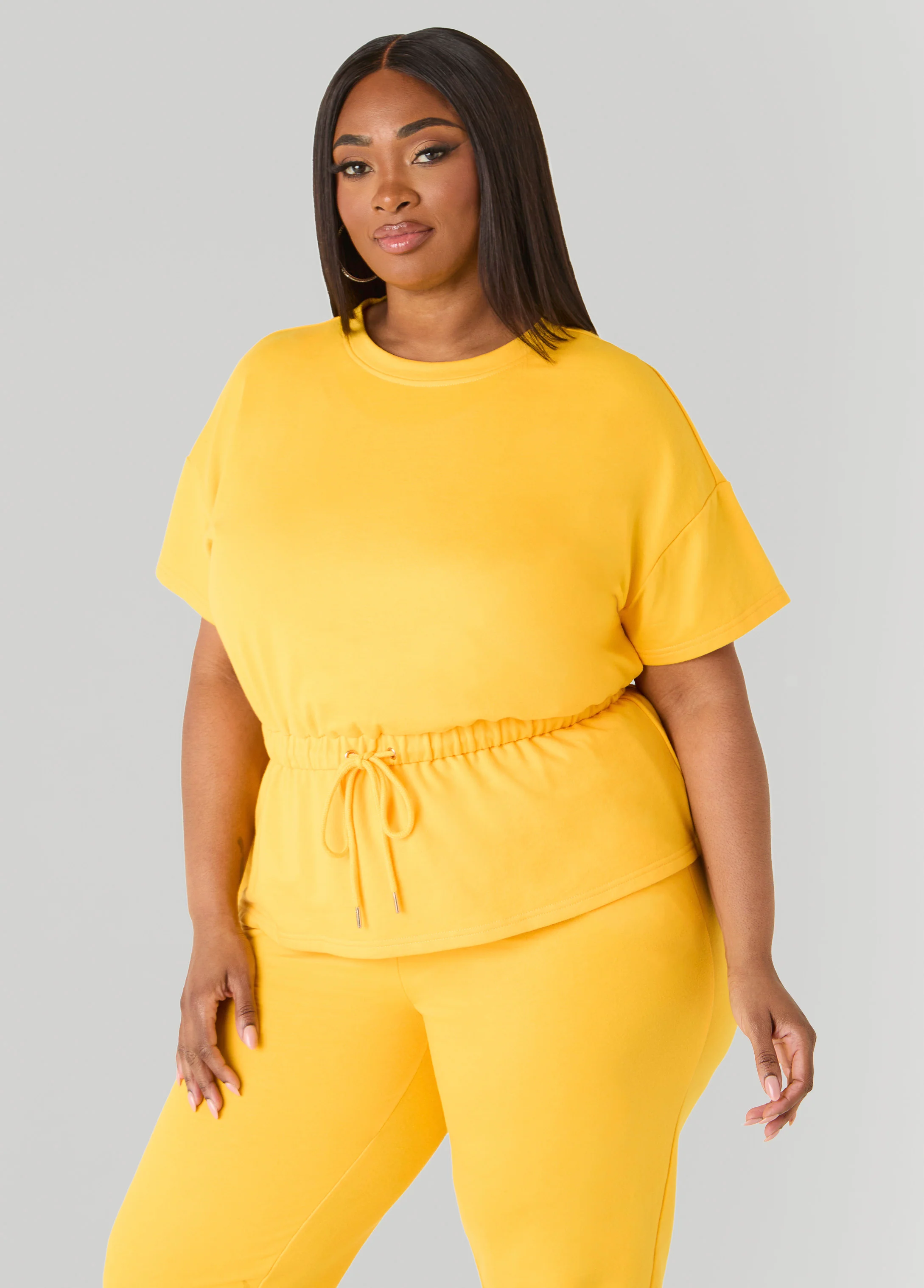 Drawstring Peplum Sweatshirt - Image 3