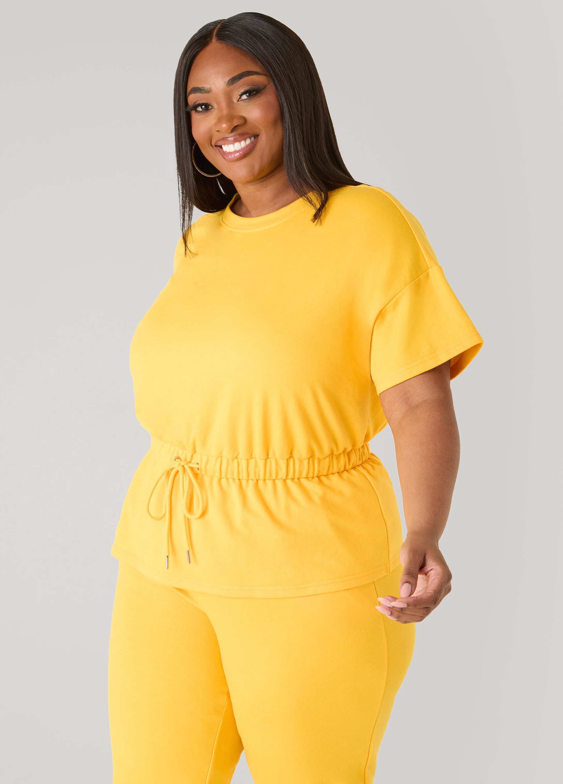 Drawstring Peplum Sweatshirt - Image 5