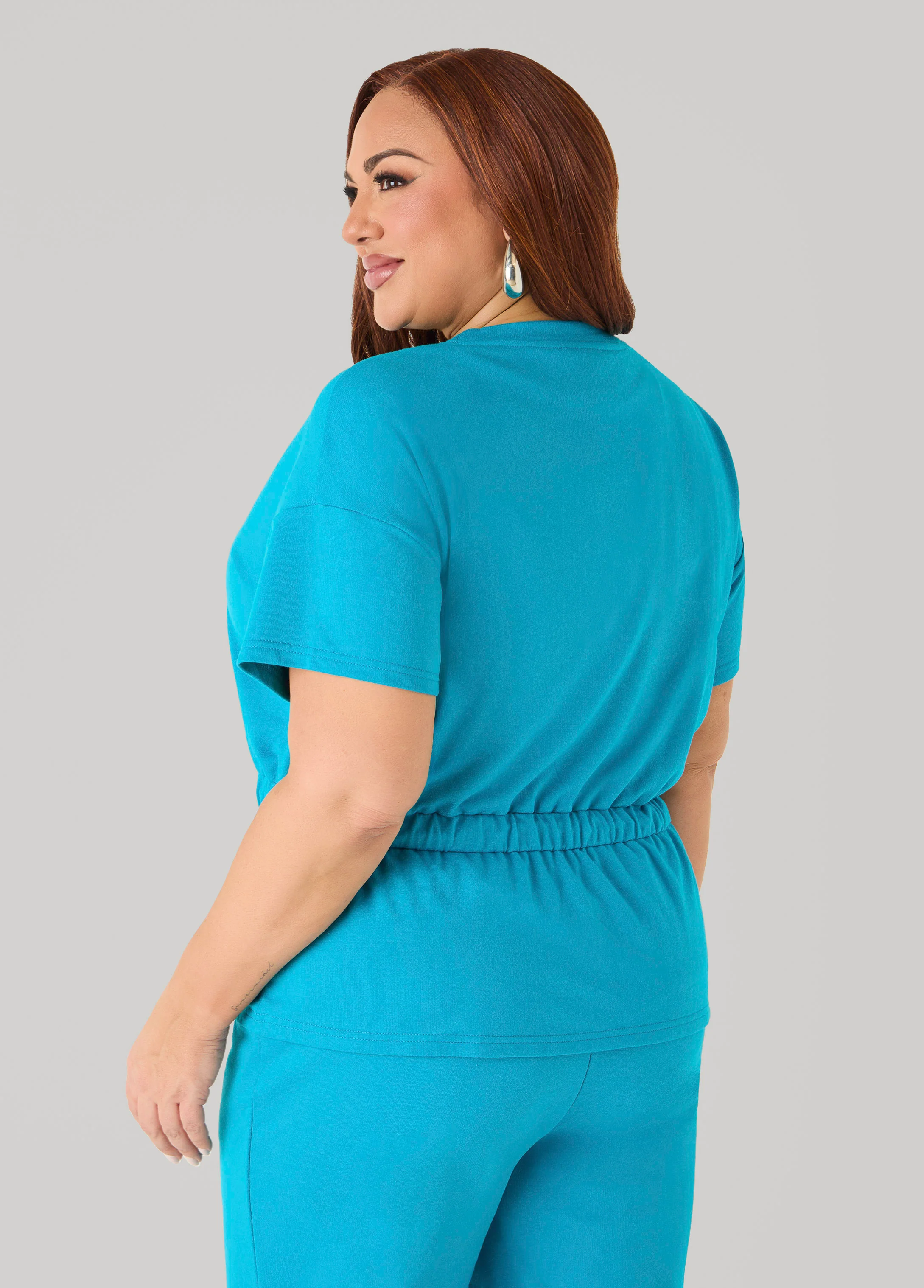 Drawstring Peplum Sweatshirt - Image 9