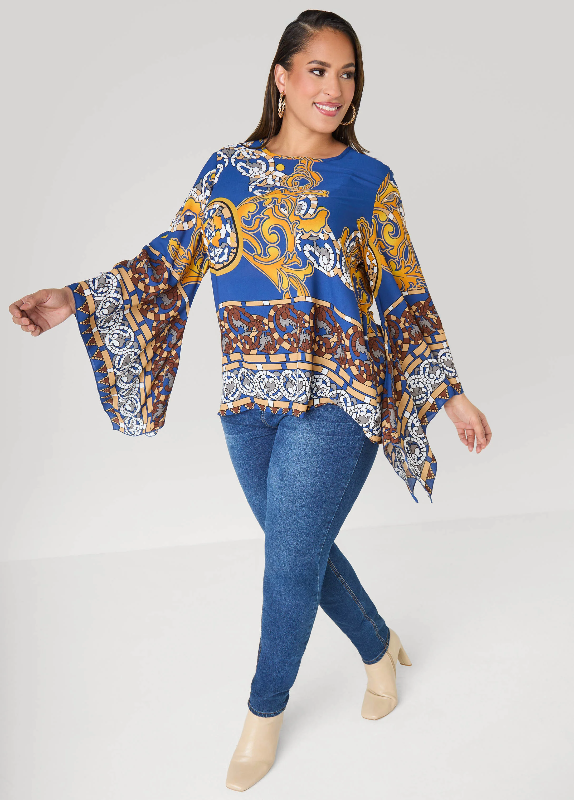 Printed Drama Sleeved Blouse - Image 3