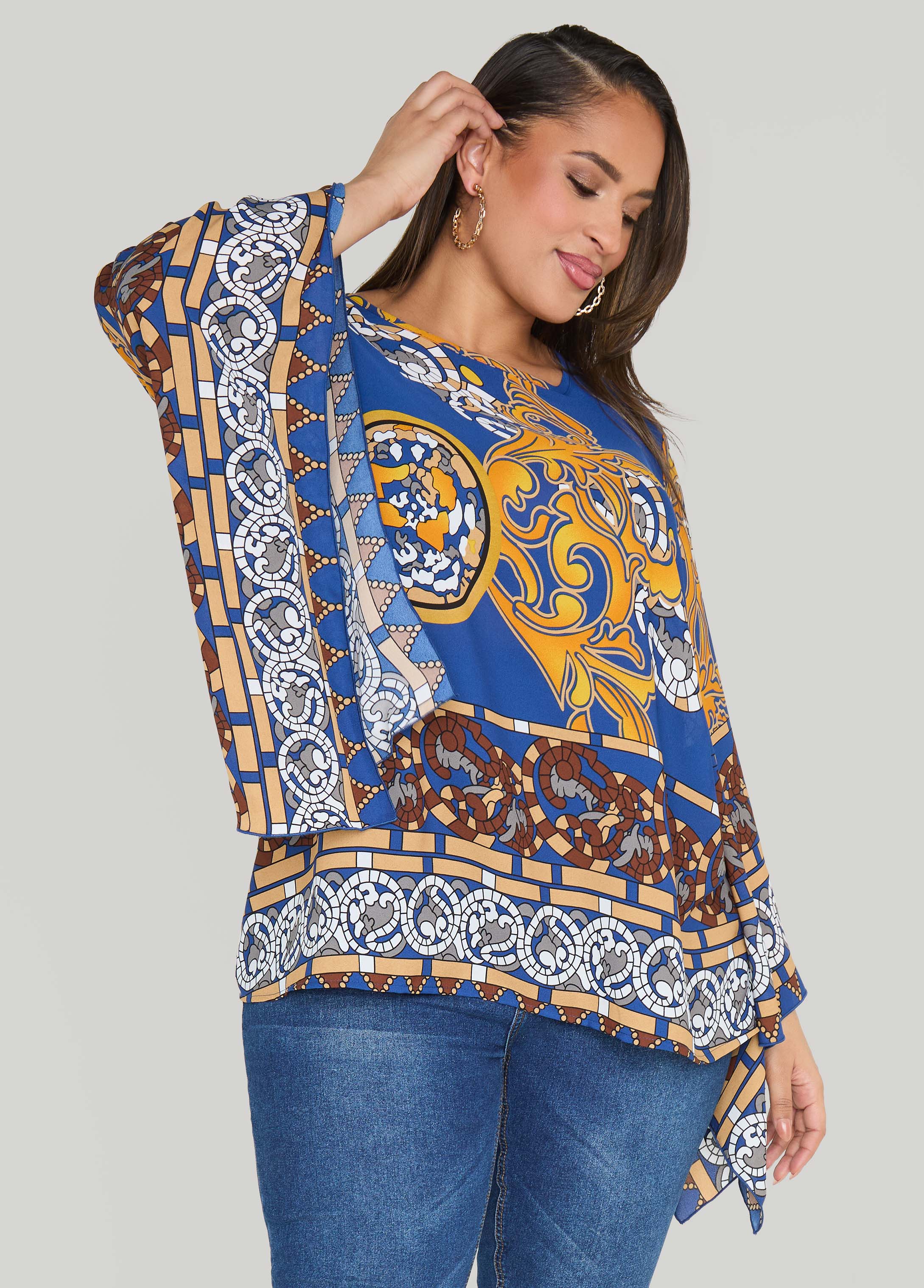 Printed Drama Sleeved Blouse - Image 4