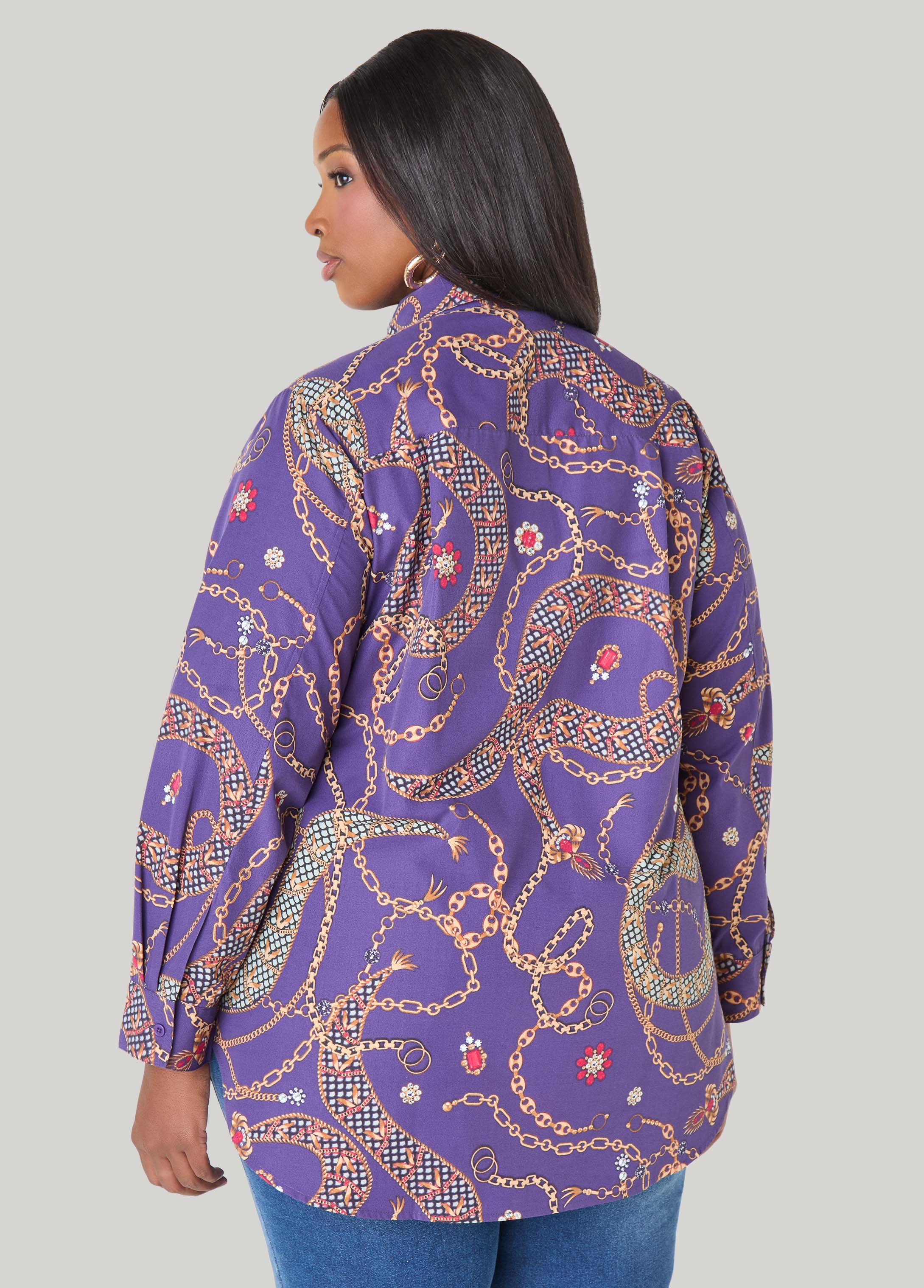 Chain Print Cotton Blend Shirt - Image 2
