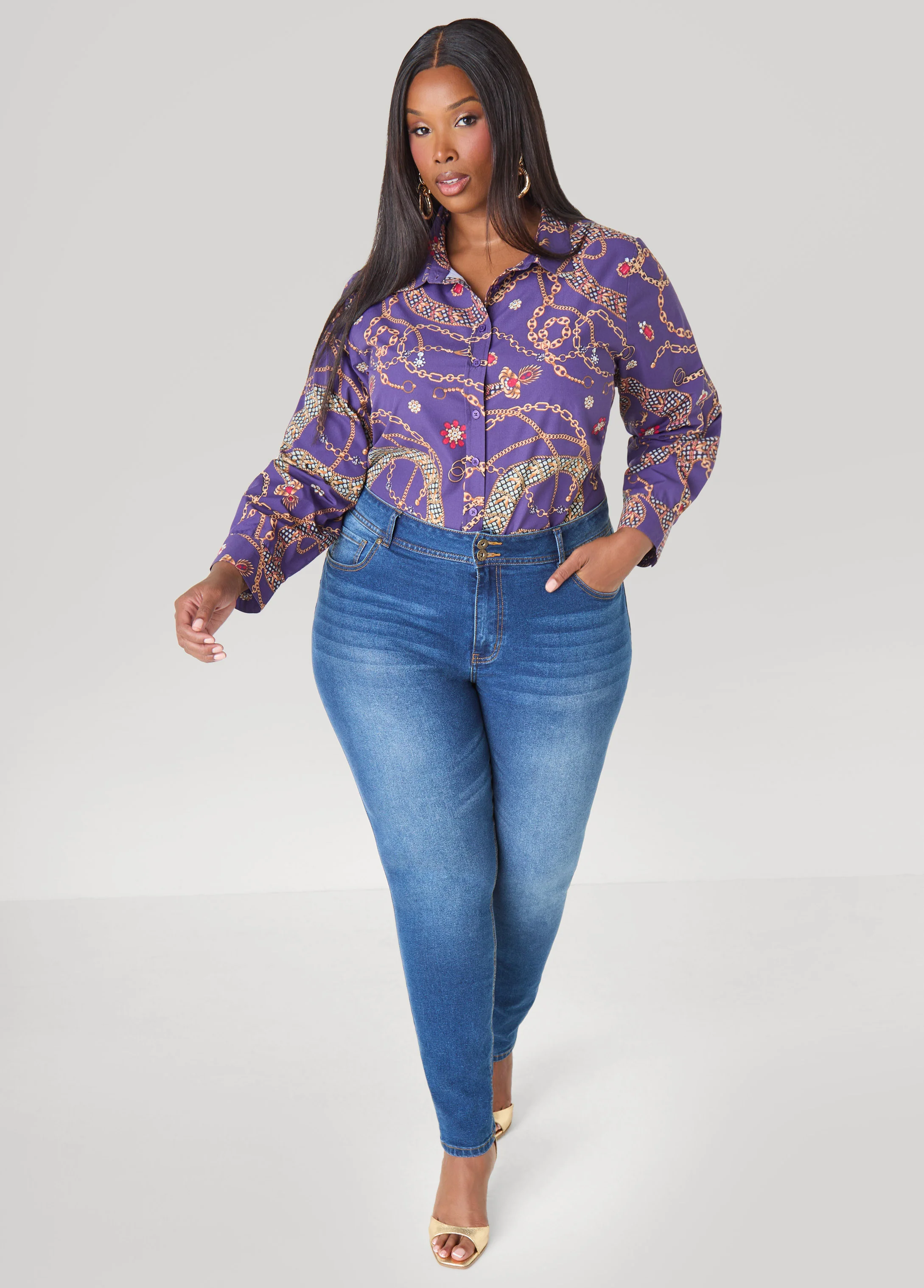 Chain Print Cotton Blend Shirt - Image 3