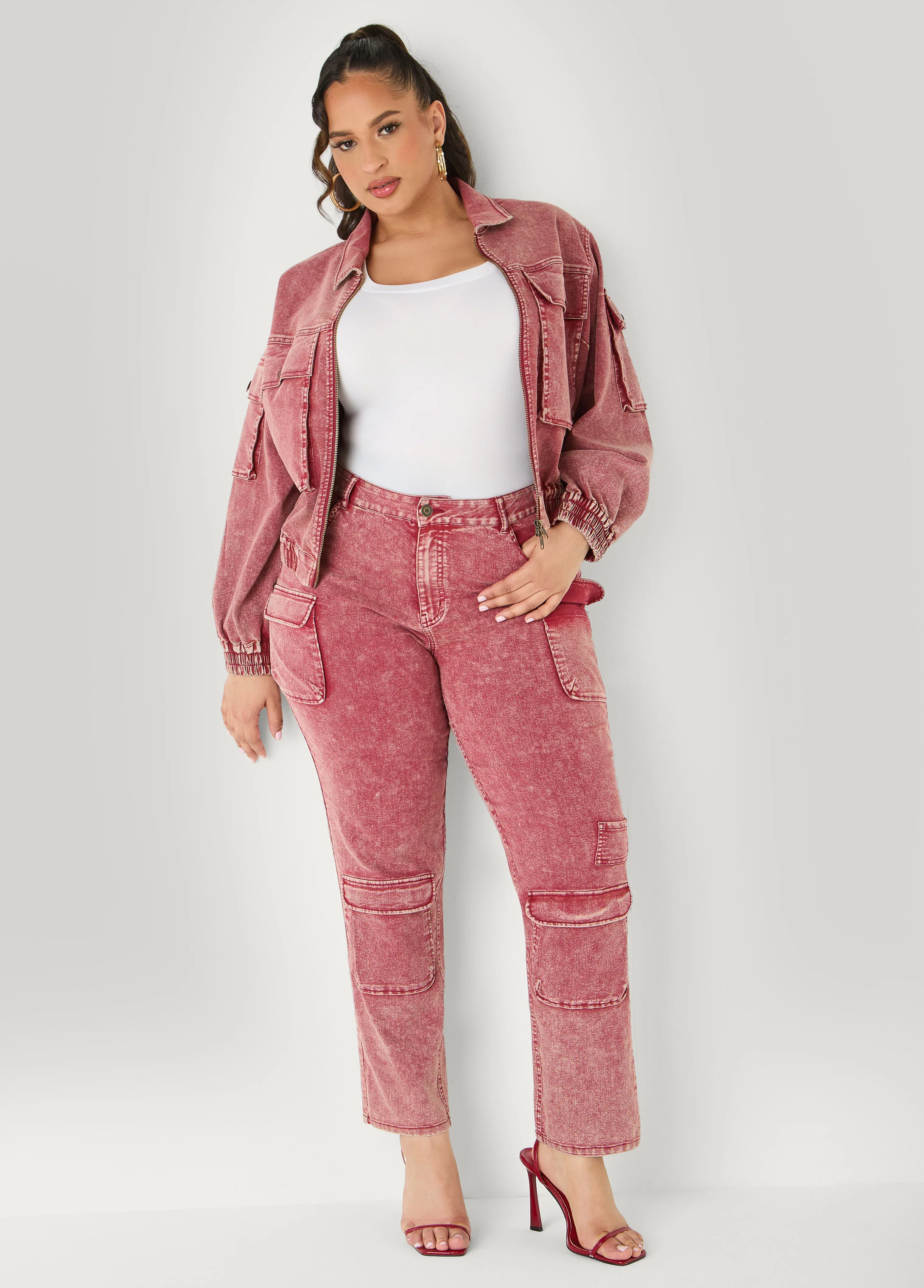 Stonewash Slim Leg Cargo Jeans - Image 3