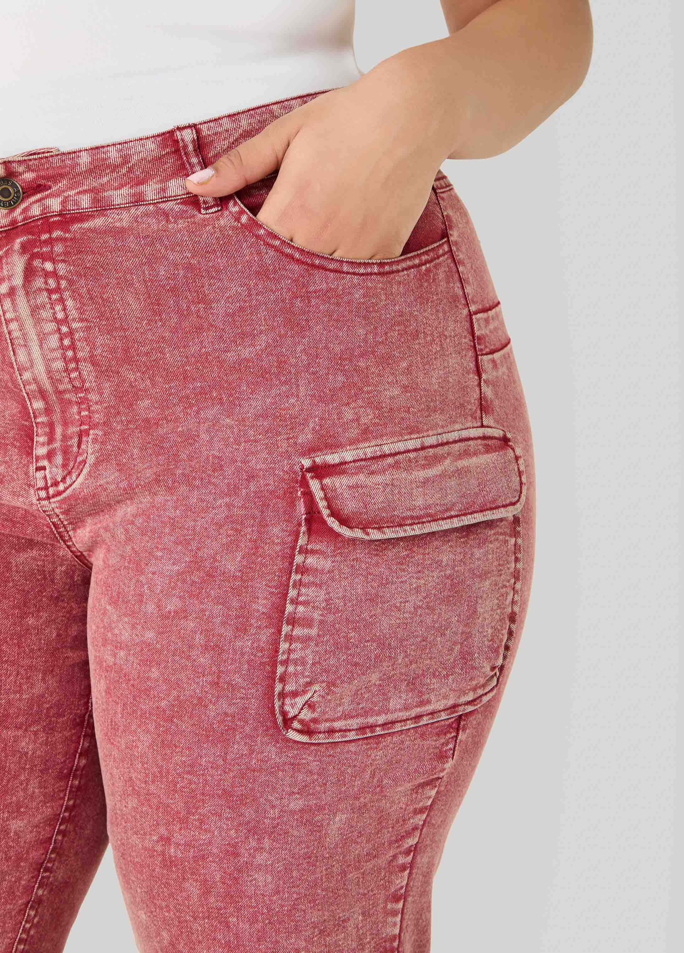Stonewash Slim Leg Cargo Jeans - Image 4