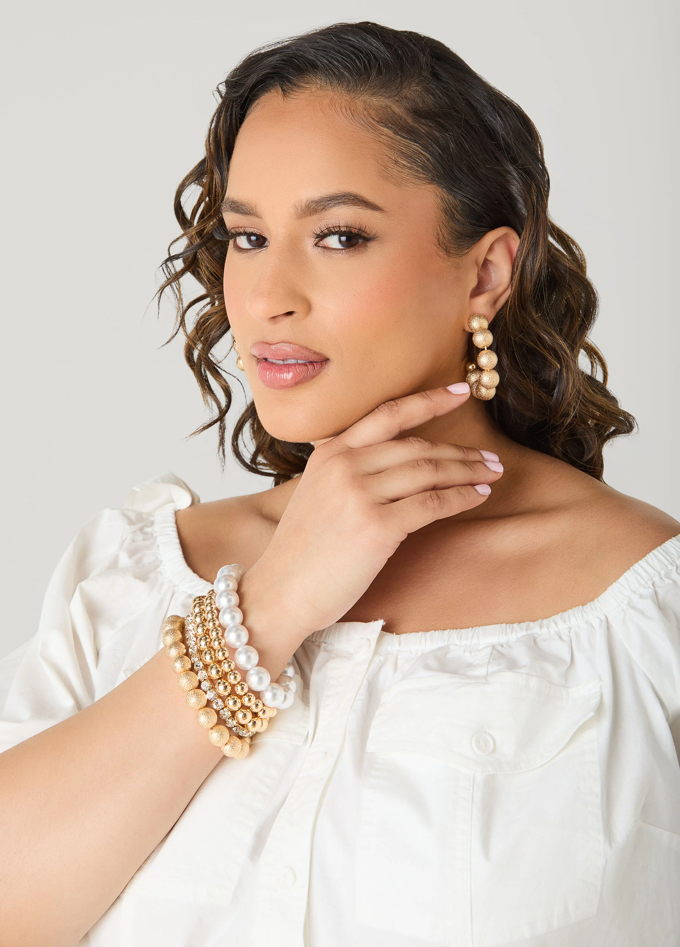 Gold Bracelet And Earrings Set