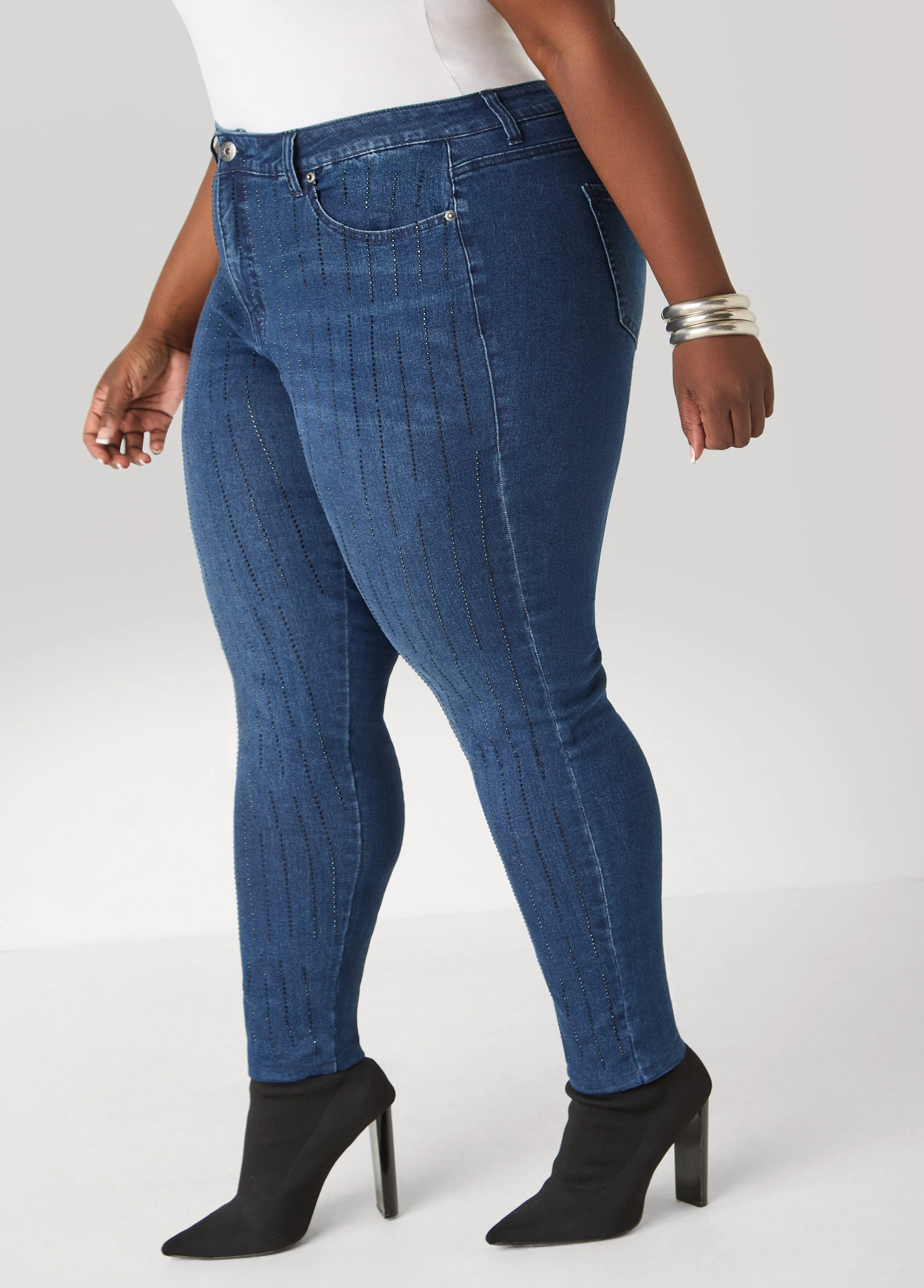 Crystal Mid Rise Skinny Jeans - Image 4